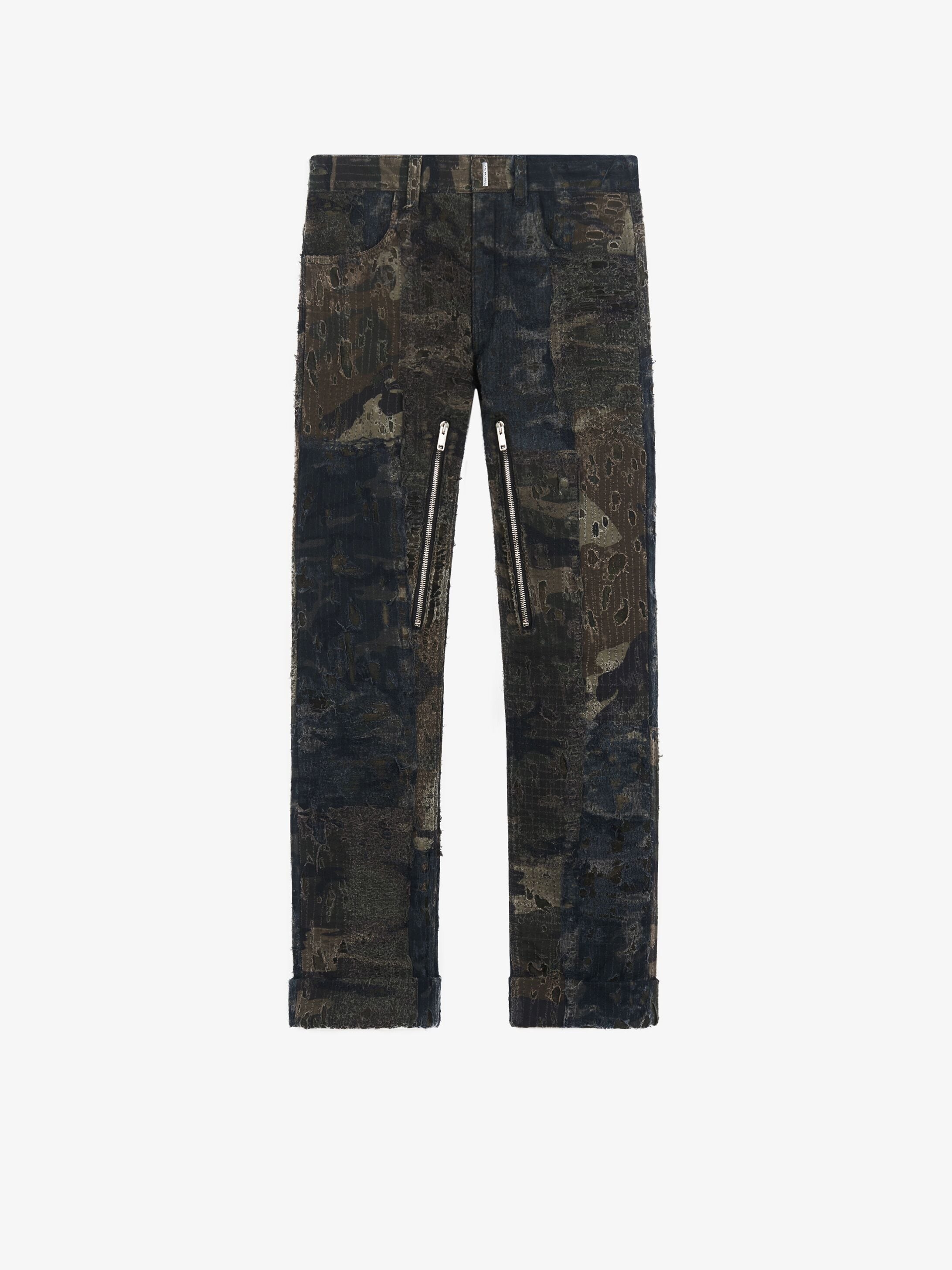 CAMOUFLAGE PRINTED JEANS IN BORO EFFECT DENIM - 1