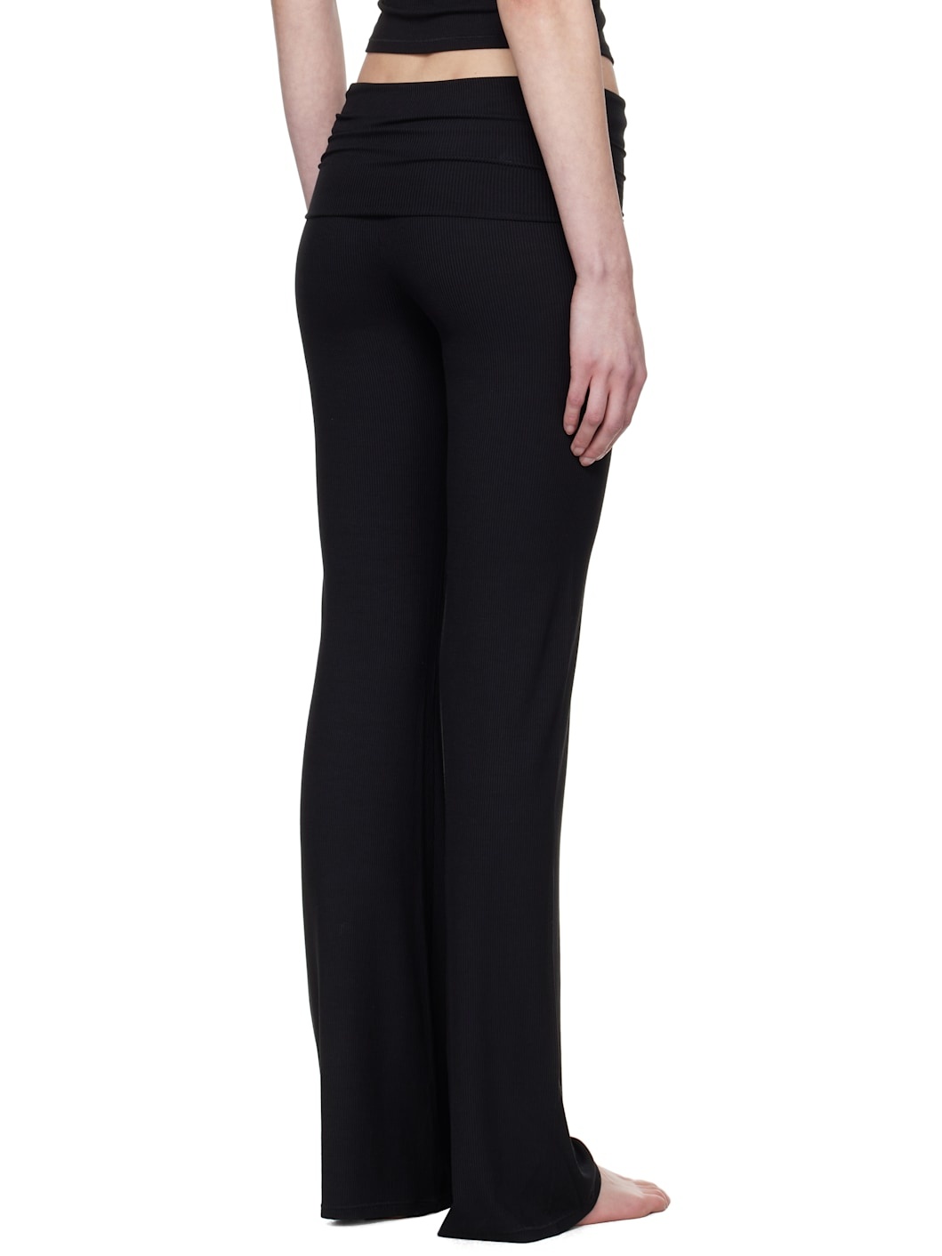 Black Soft Lounge Foldover Lounge Pants - 3