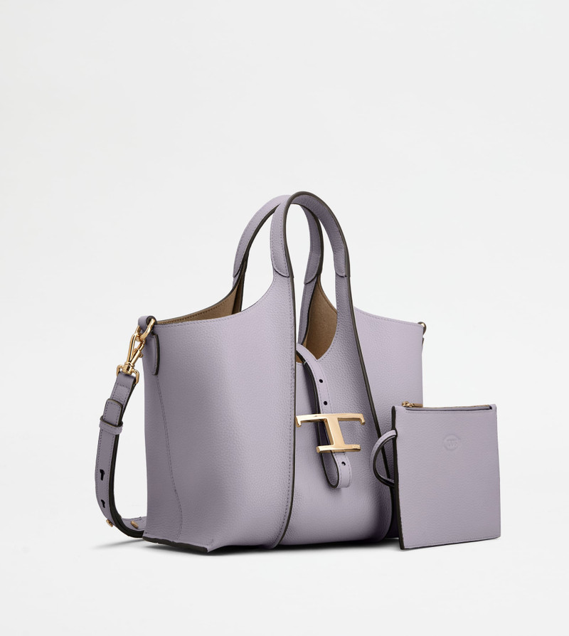 Tod's T TIMELESS SHOPPING BAG IN LEATHER MINI - VIOLET outlook