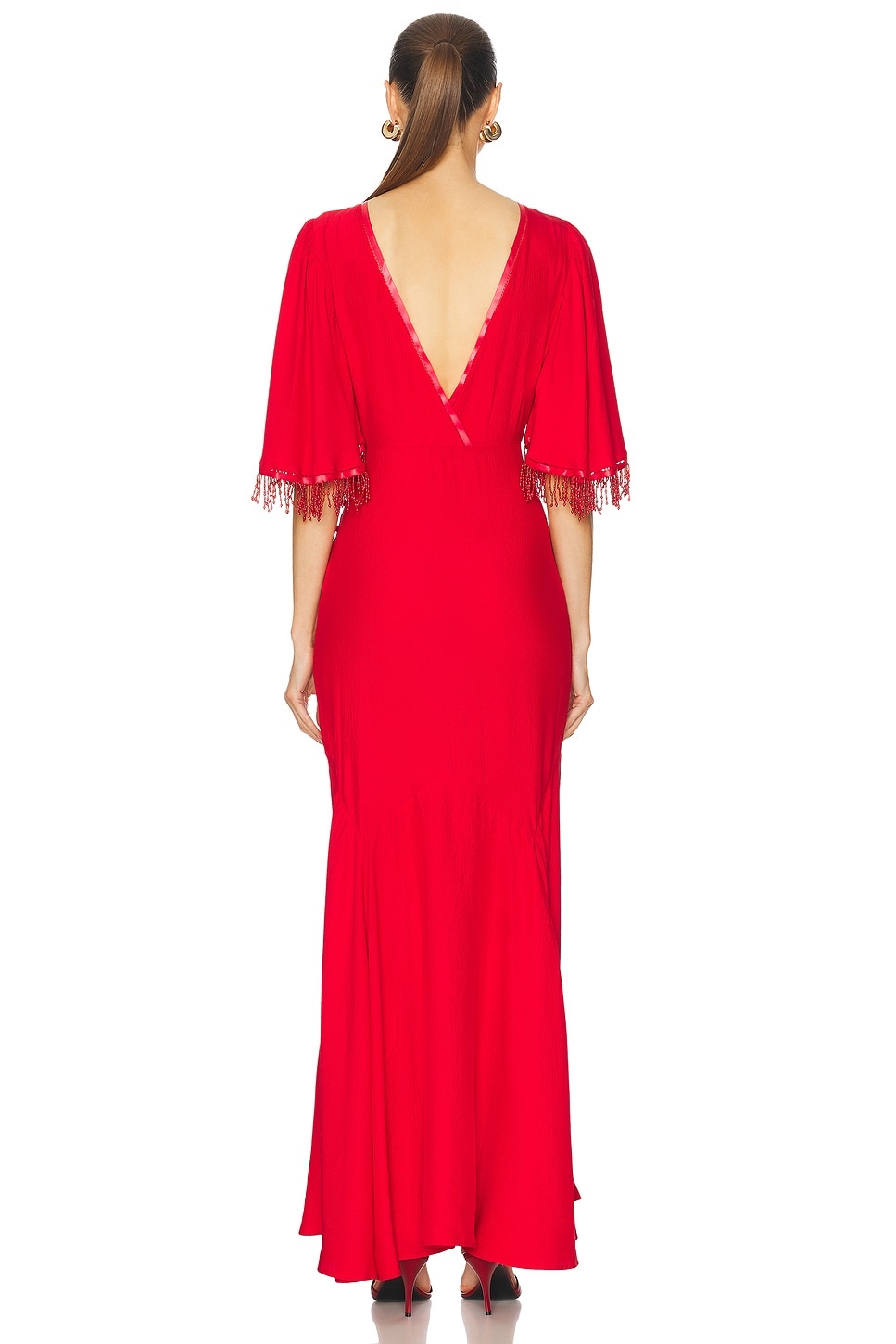 Beaded Claret Gown - 4