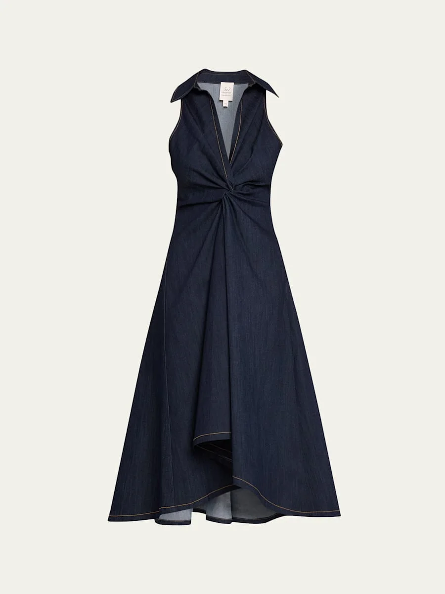 Sherri Twist-Front Denim Dress - 1