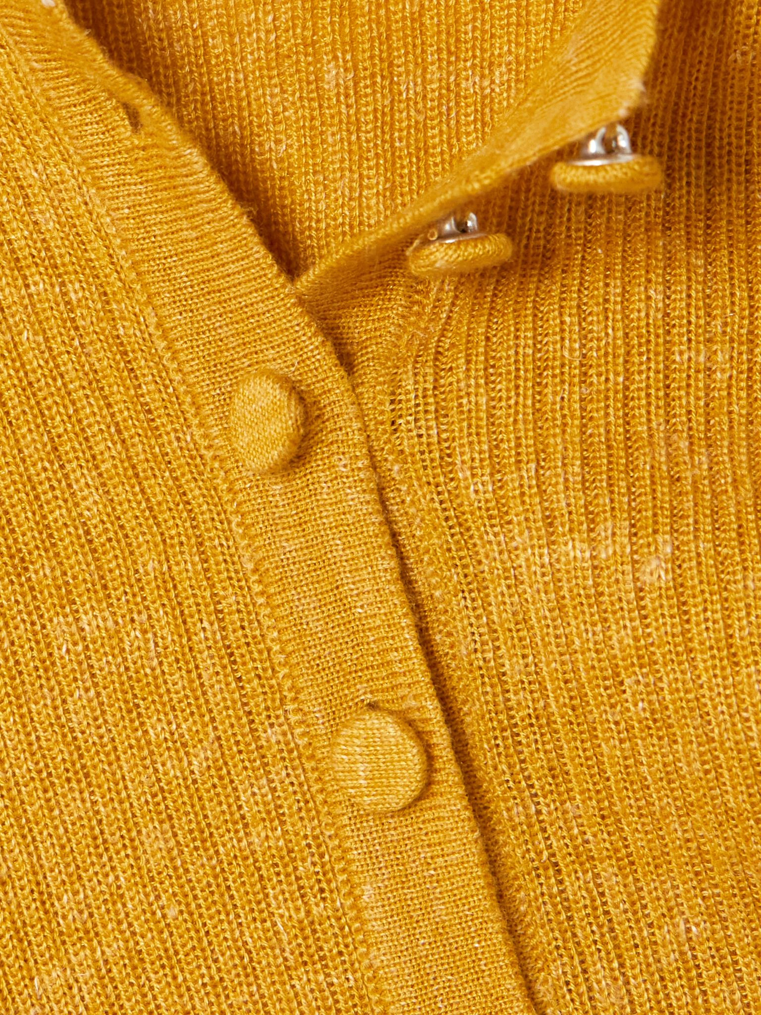 Anges ribbed cashmere, silk and hemp-blend Henley top Mustard - 5