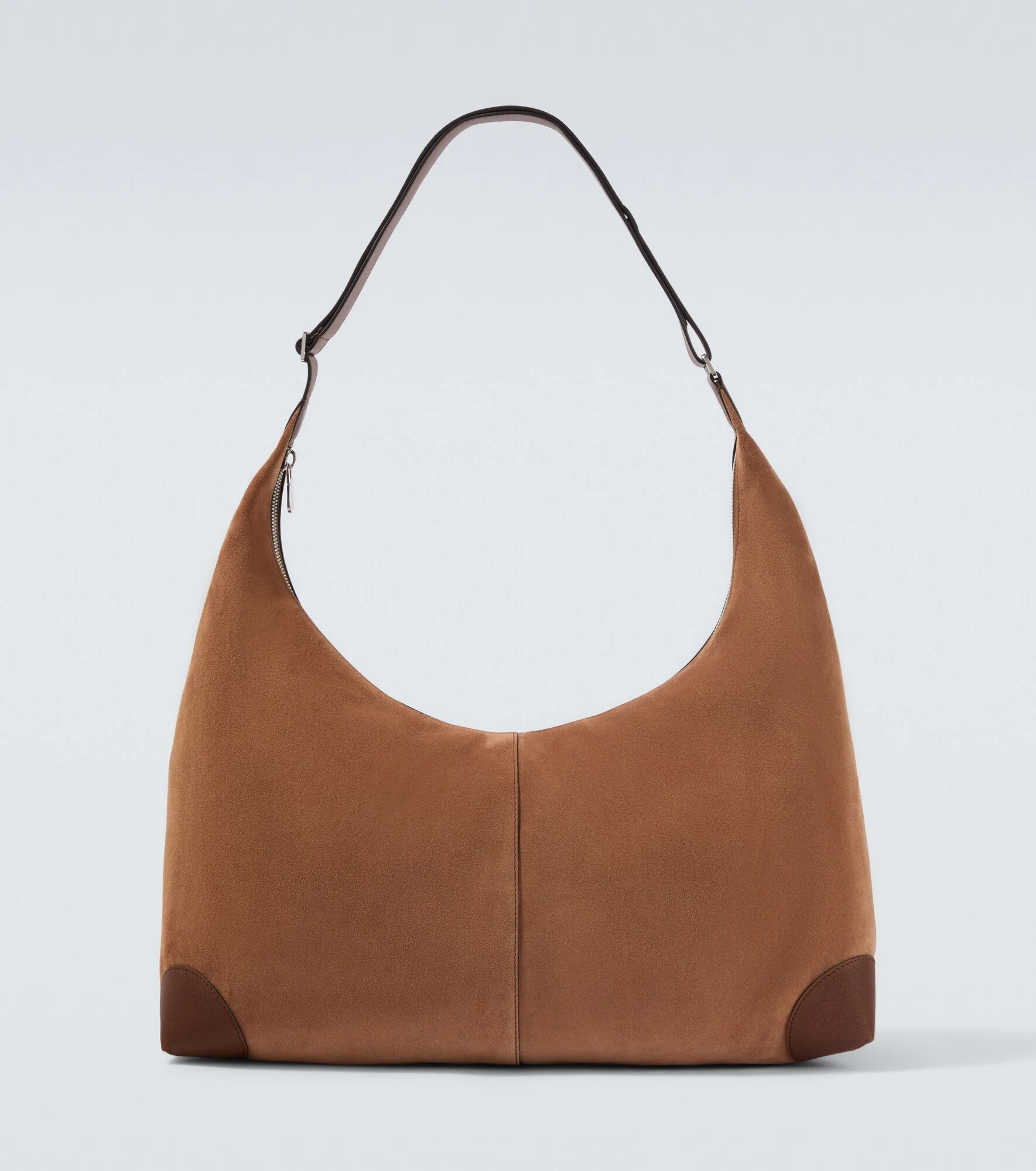 Leather-trimmed suede shoulder bag - 1