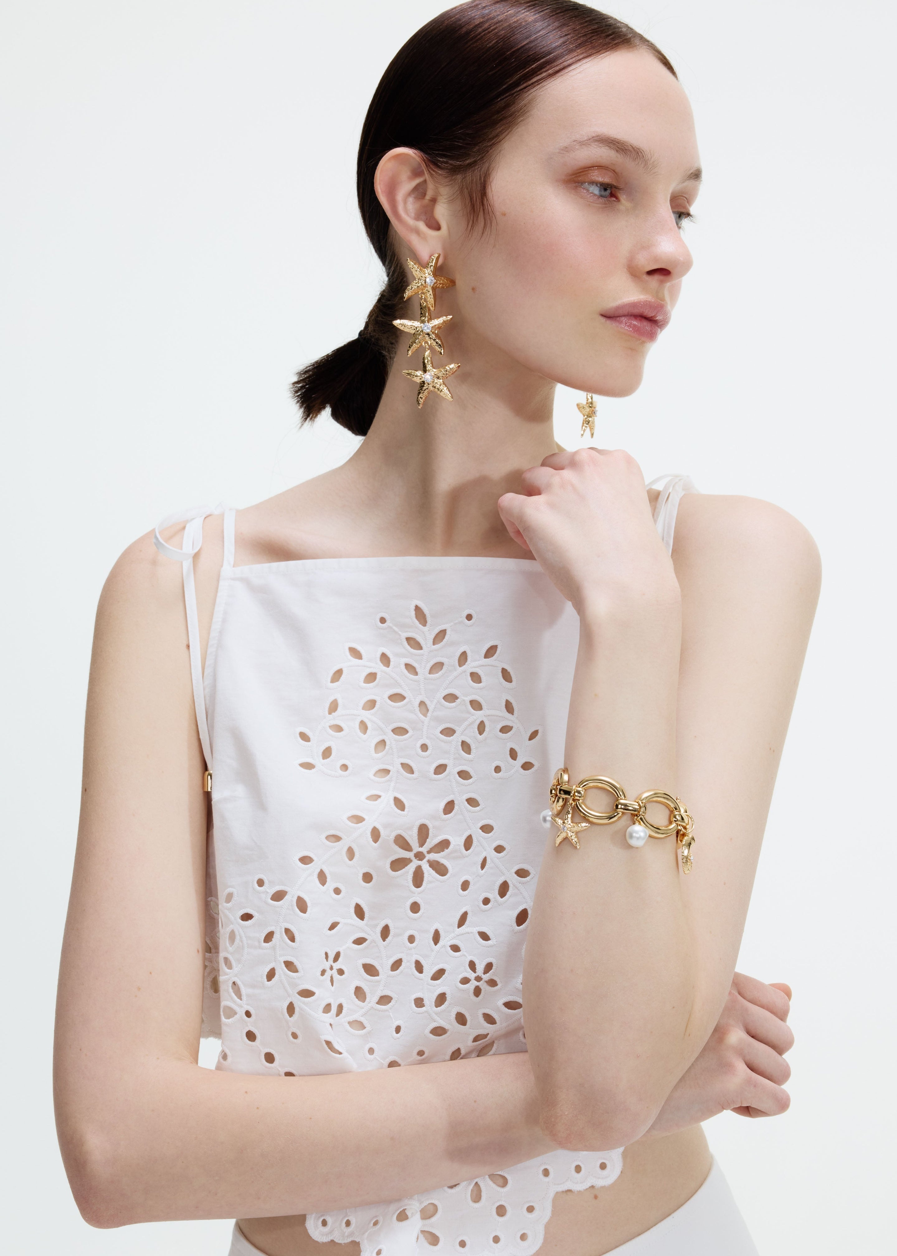 Gold Pearl Shell Charm Bracelet - 3