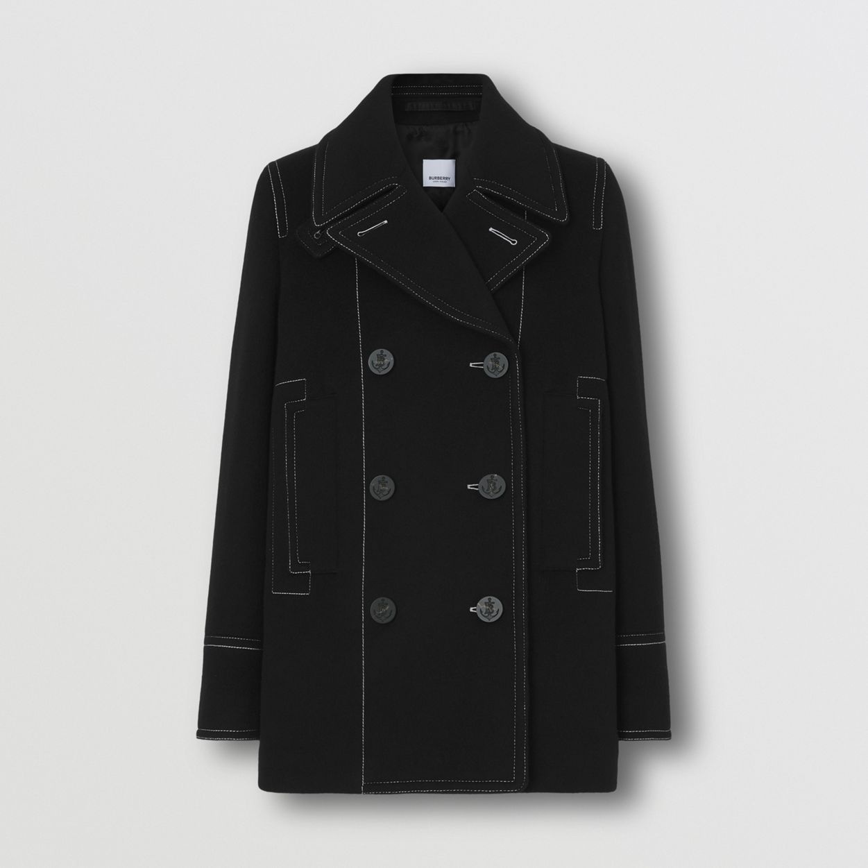 Topstitched Wool Cashmere Pea Coat - 4