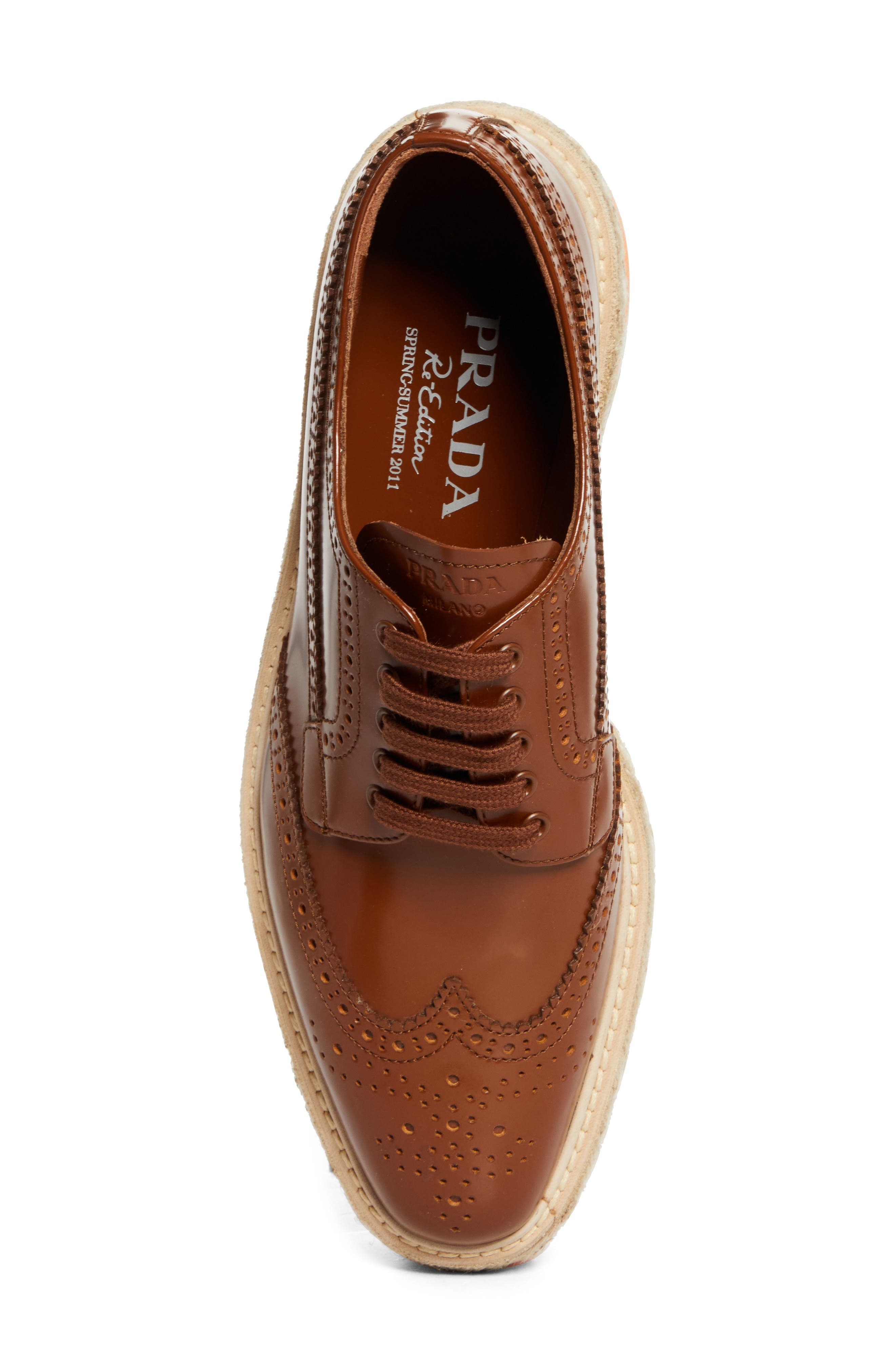 Prada Re-Edition Platform Wingtip Oxford in Tabacco at Nordstrom - 6