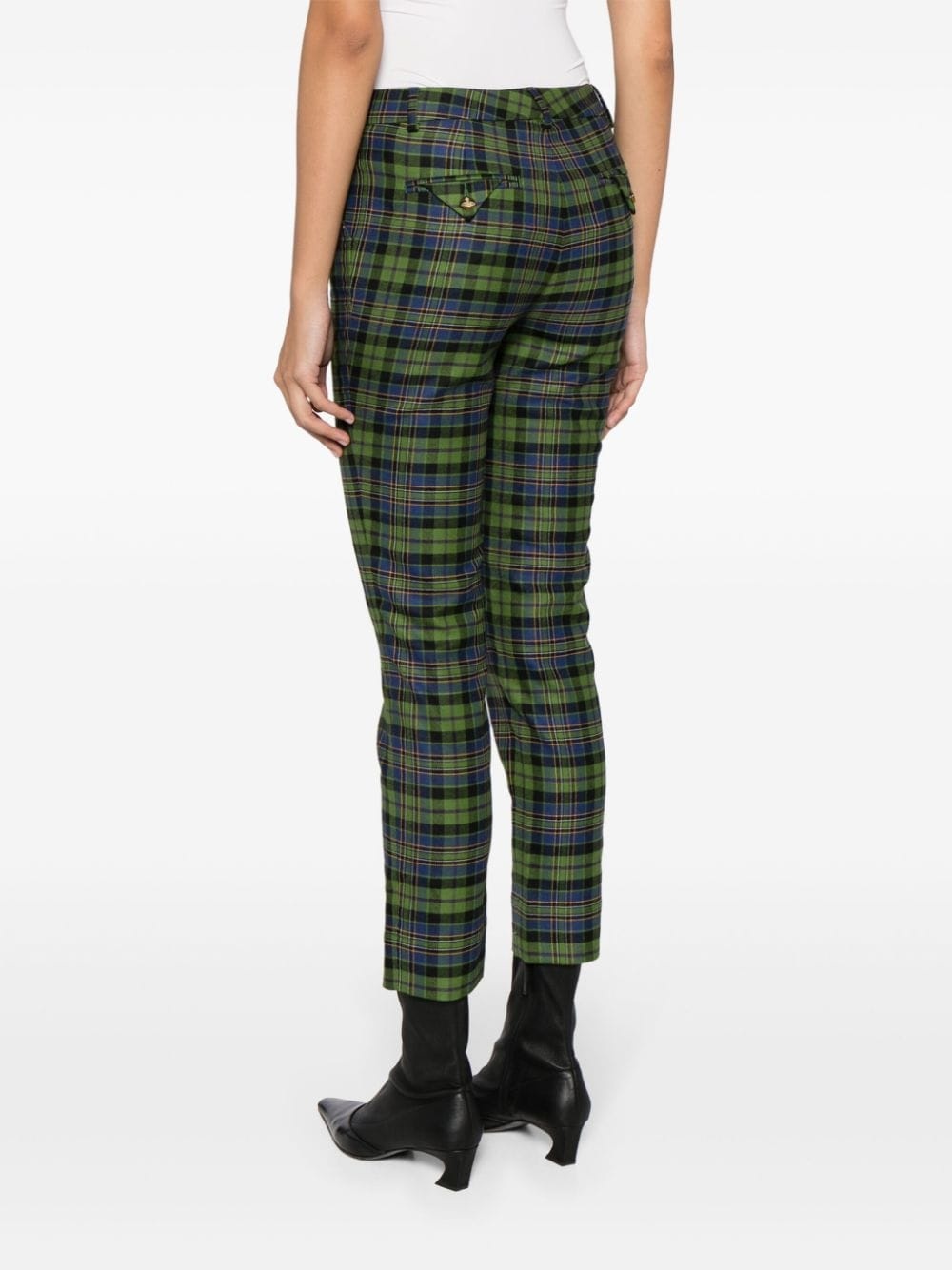 slim-cut plaid-check wool trousers - 4