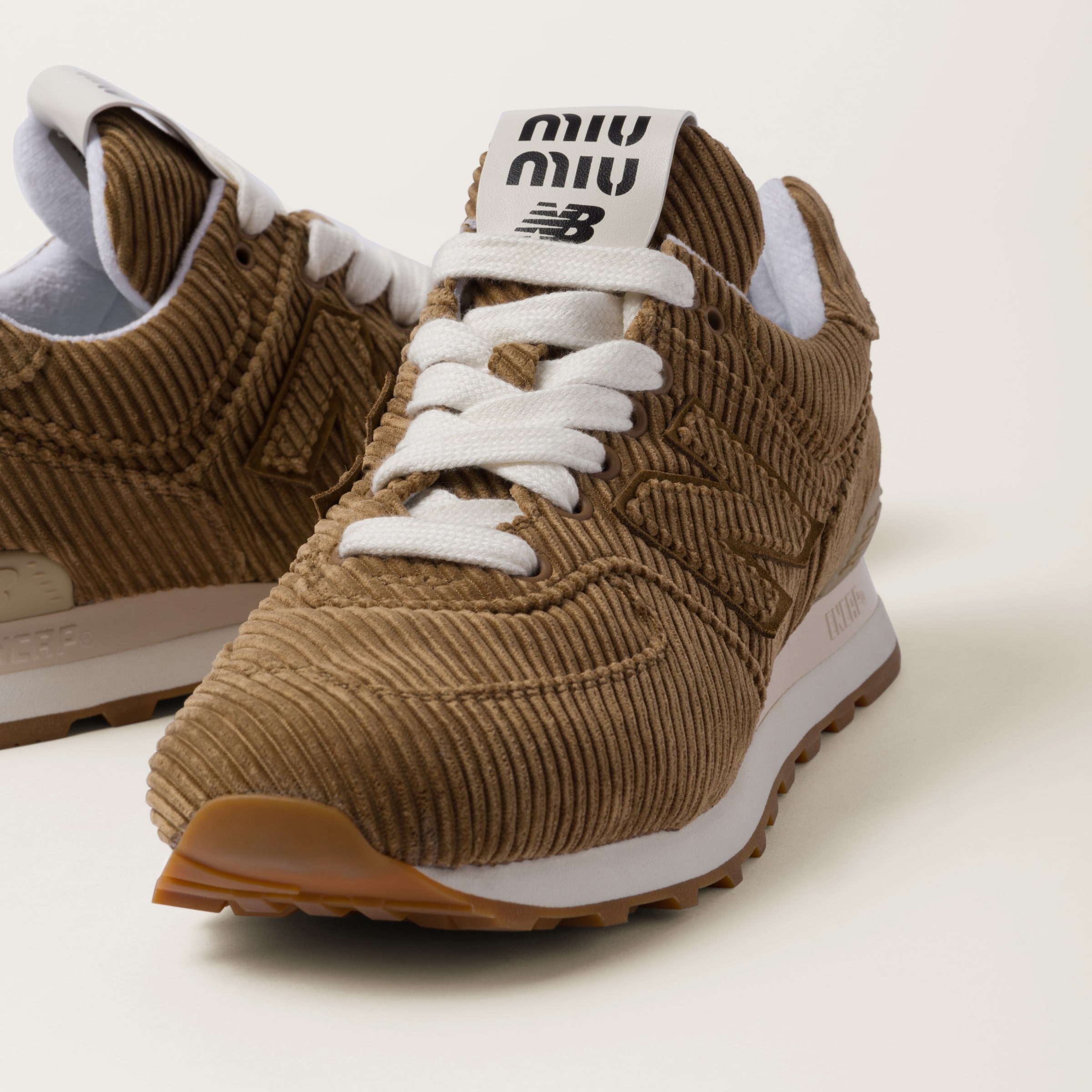 New Balance x Miu Miu 574 striped velvet sneakers - 4