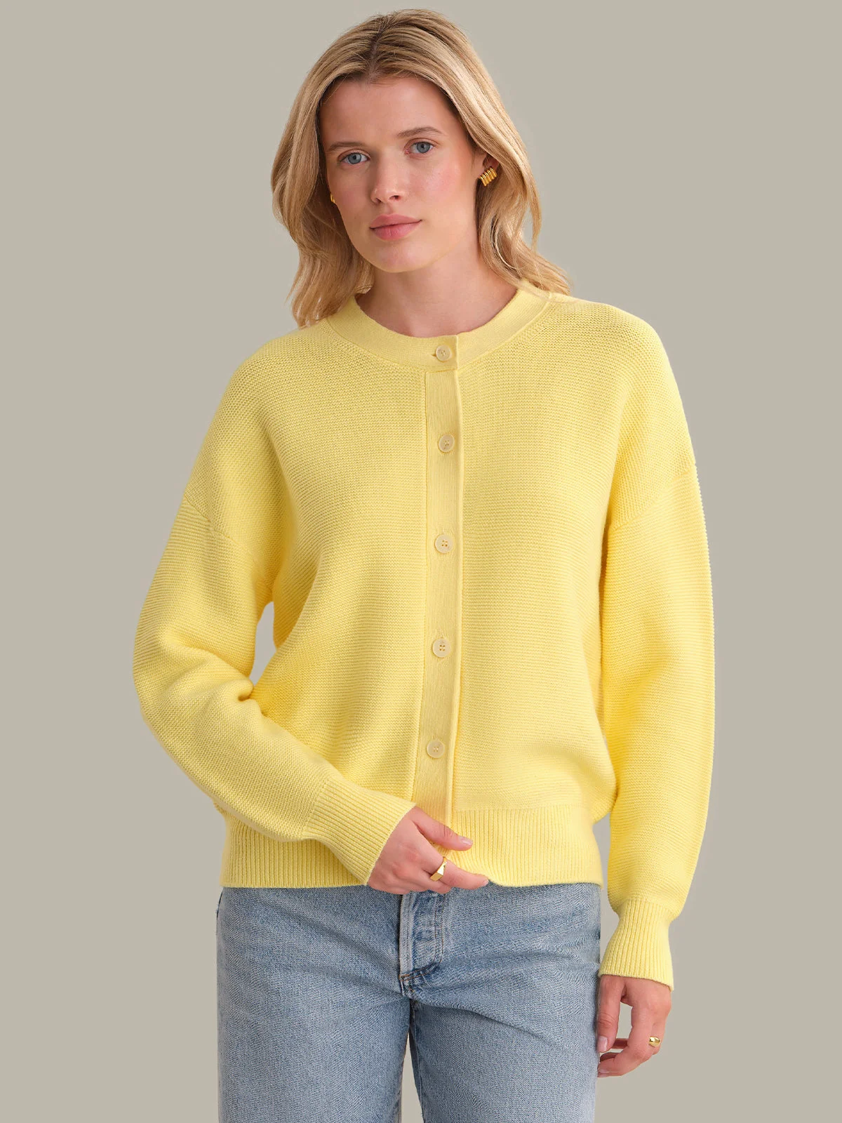 Emy: Crewneck Cotton Cardigan - 1
