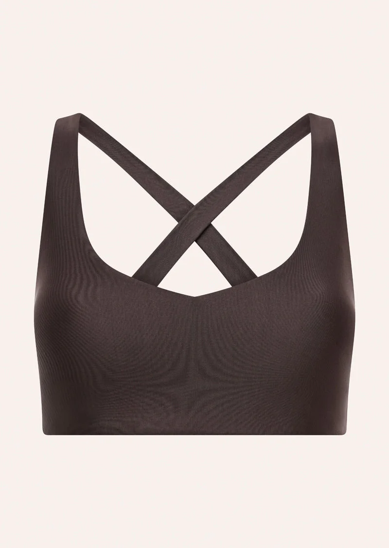 FAIRMONT KEYHOLE SPORTS BRA IN COFFEE SHINE - 1