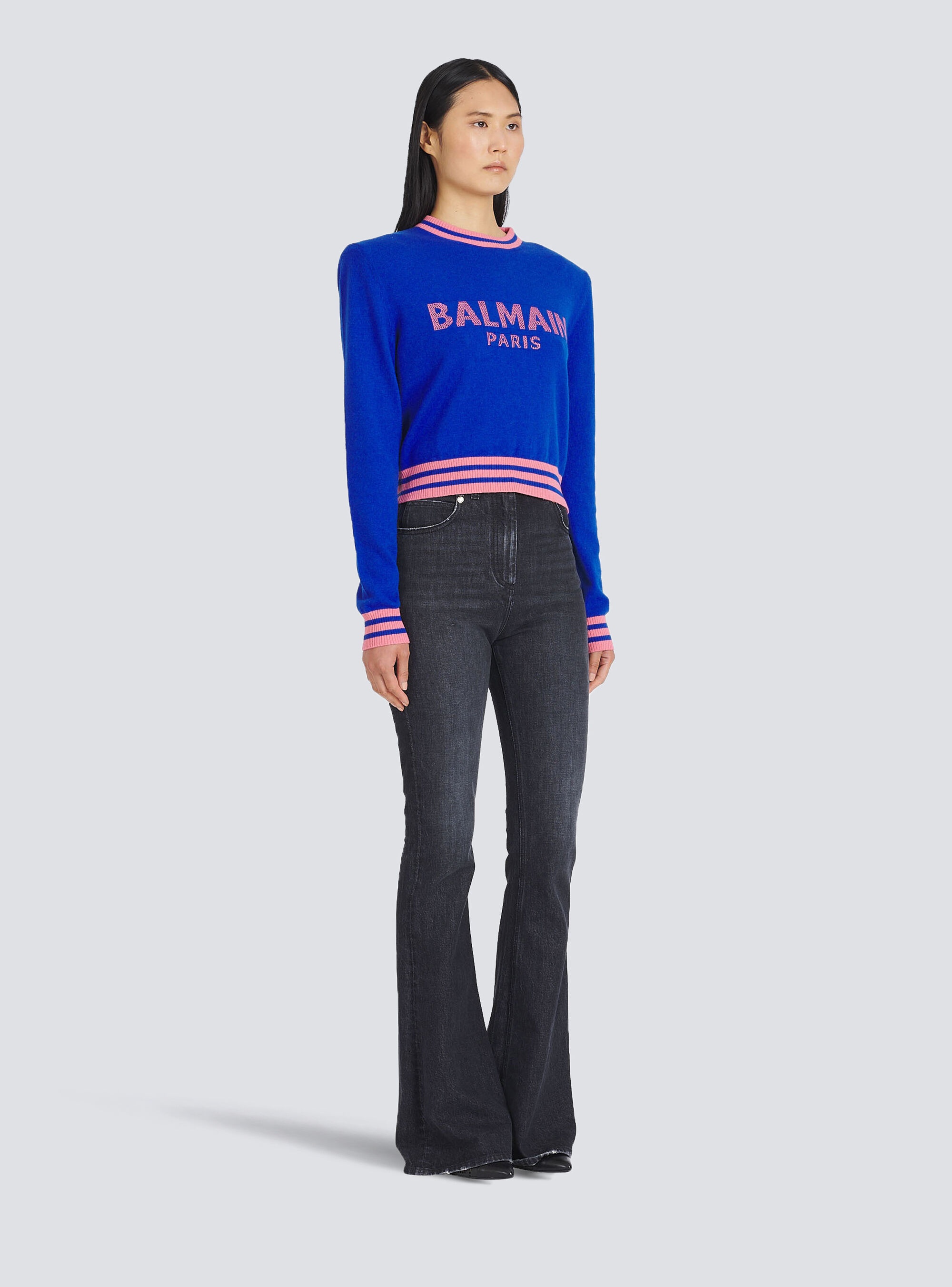 Cropped wool sweatshirt with Balmain logo - 5