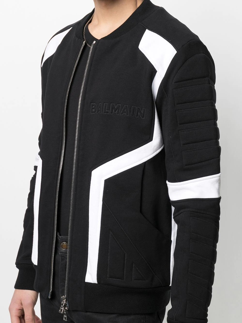 two-tone embossed bomber jacket - 5