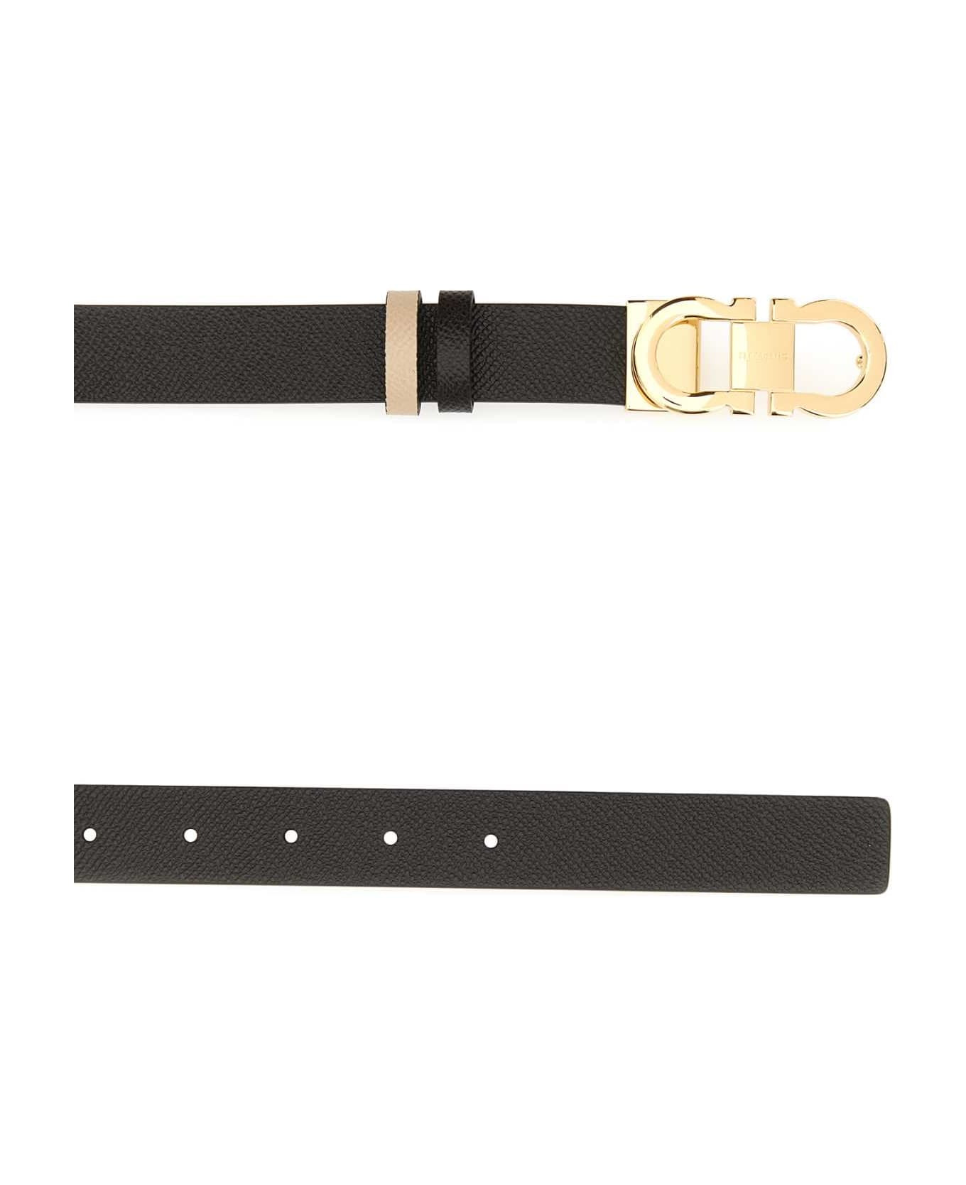 Brown Leather Reversible Belt - 2