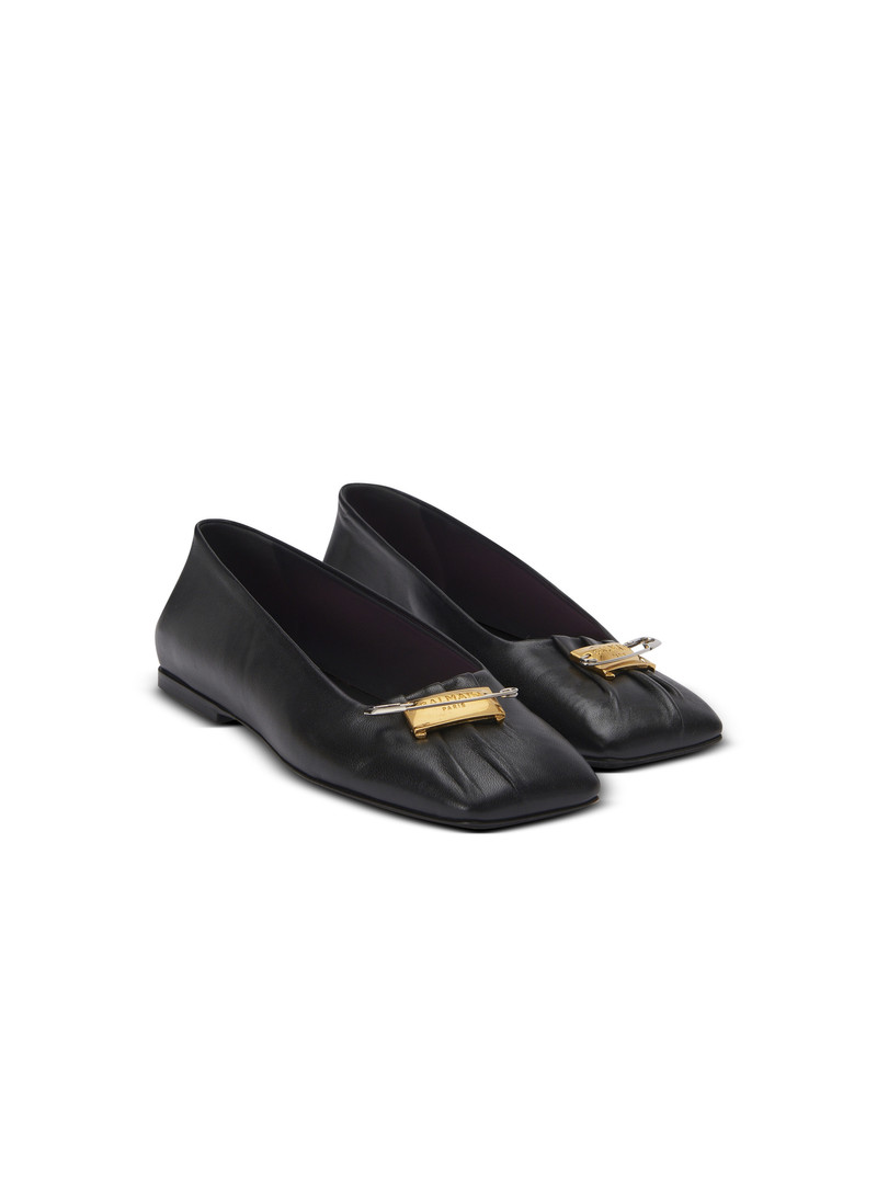 Safety Pin ballet flats in gathered lambskin 2