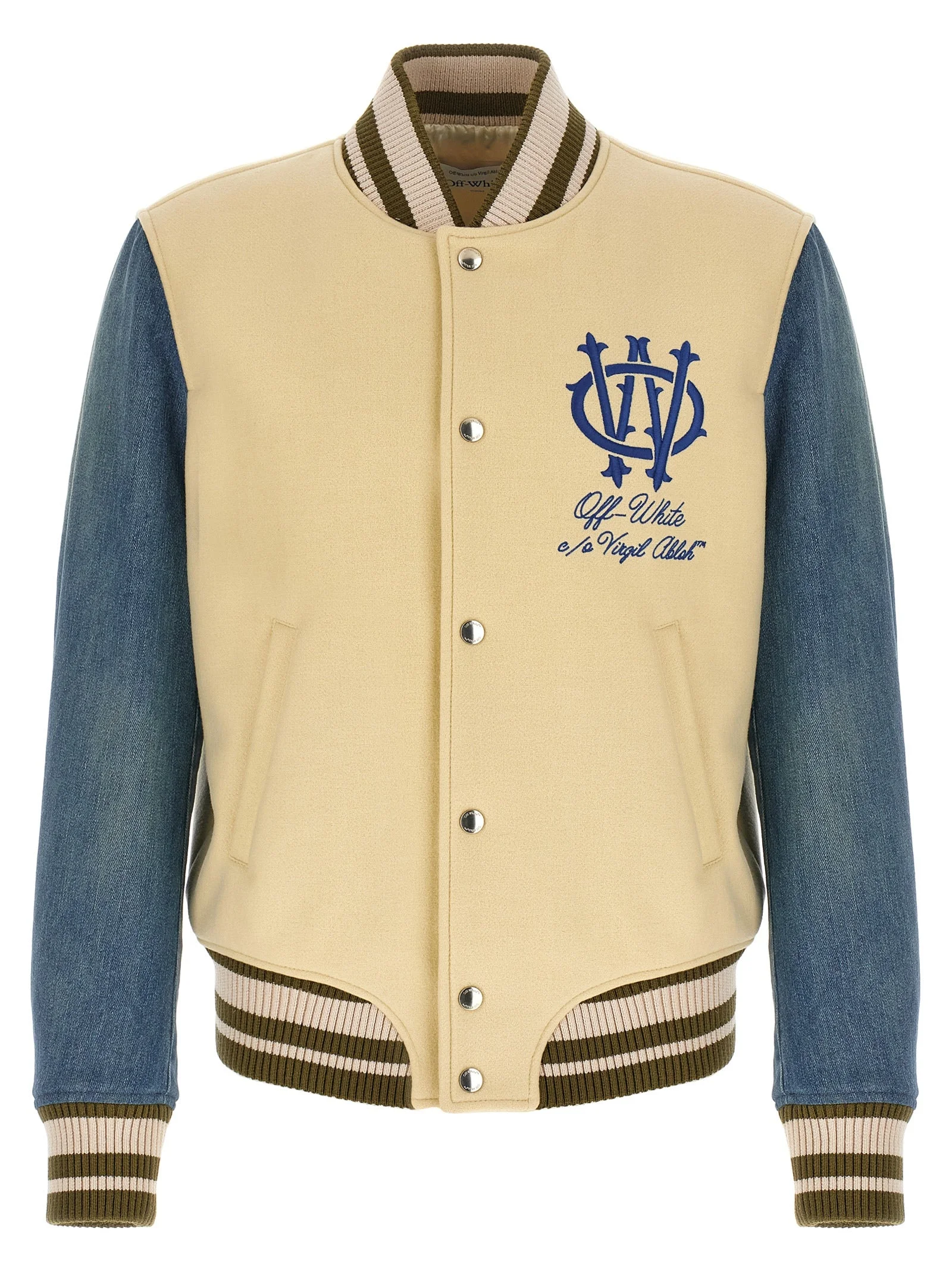 Off-White Men 'Gothic Wool Denim Varsity' Bomber Jacket - 1