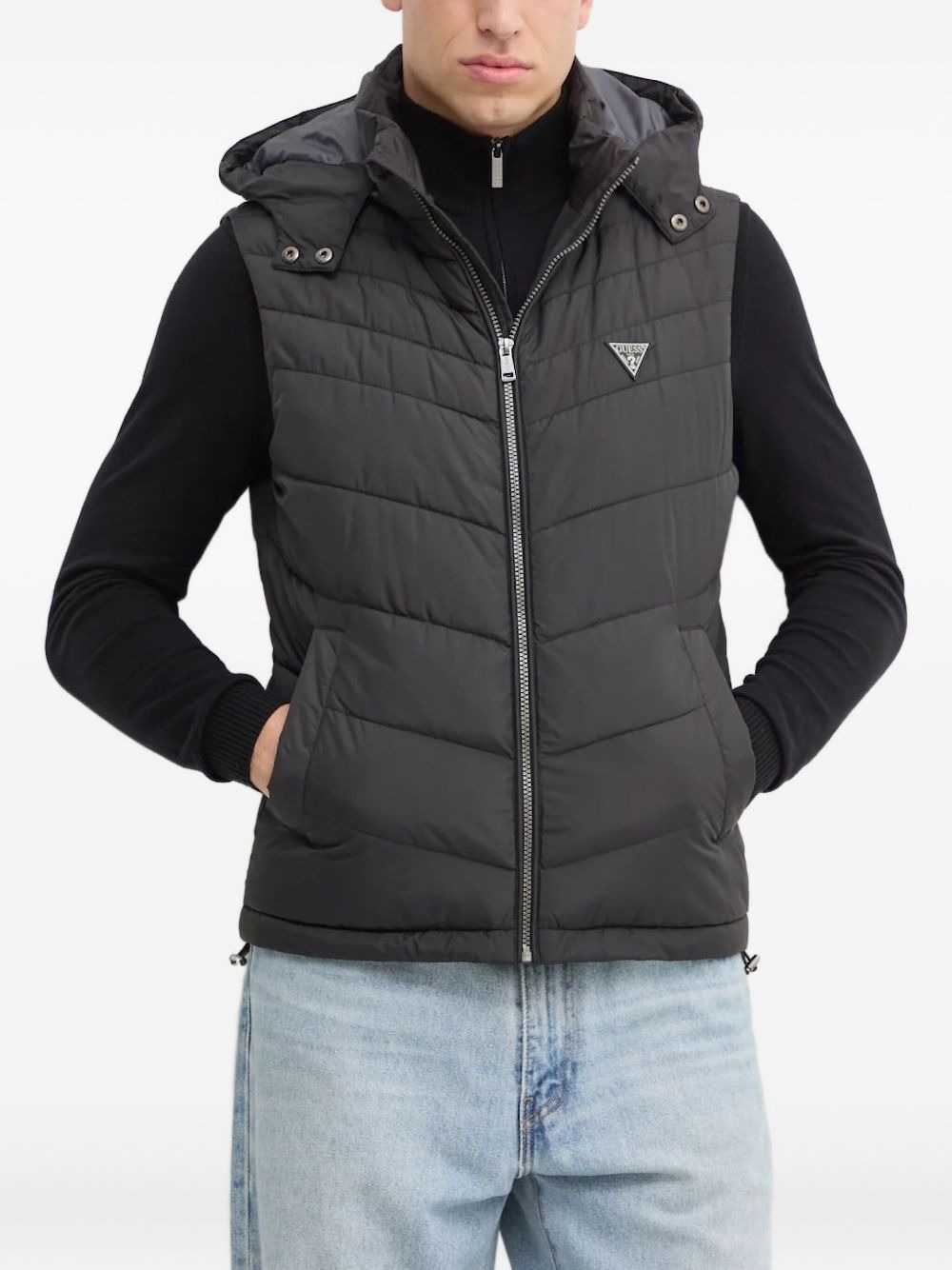 quilted hooded gilet - 3