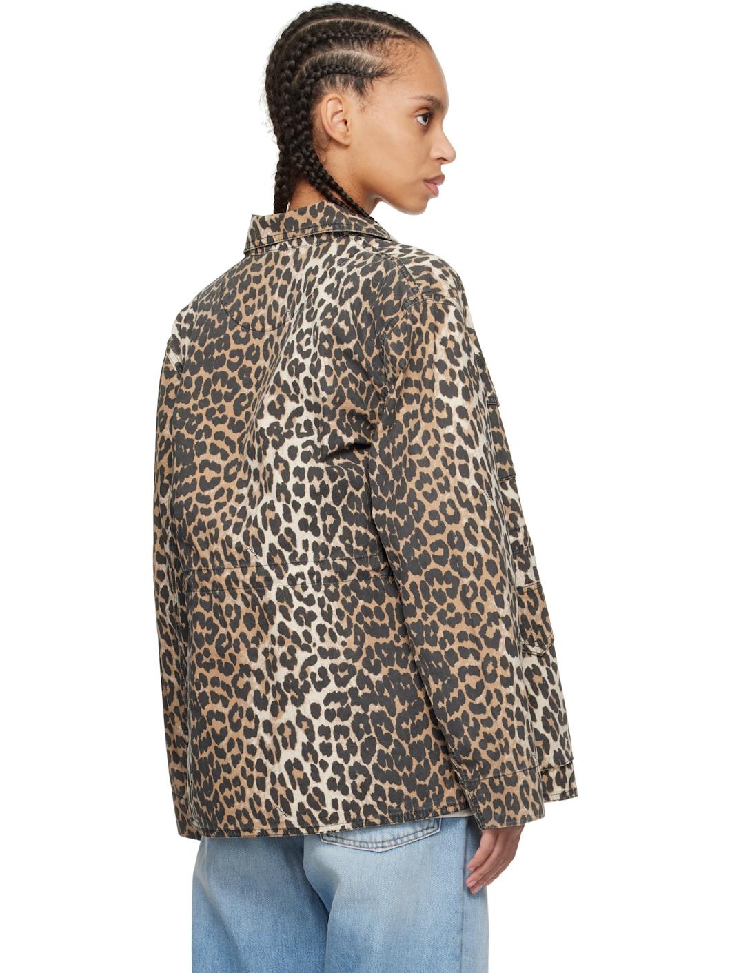 Brown Leopard Cotton Canvas Jacket - 3