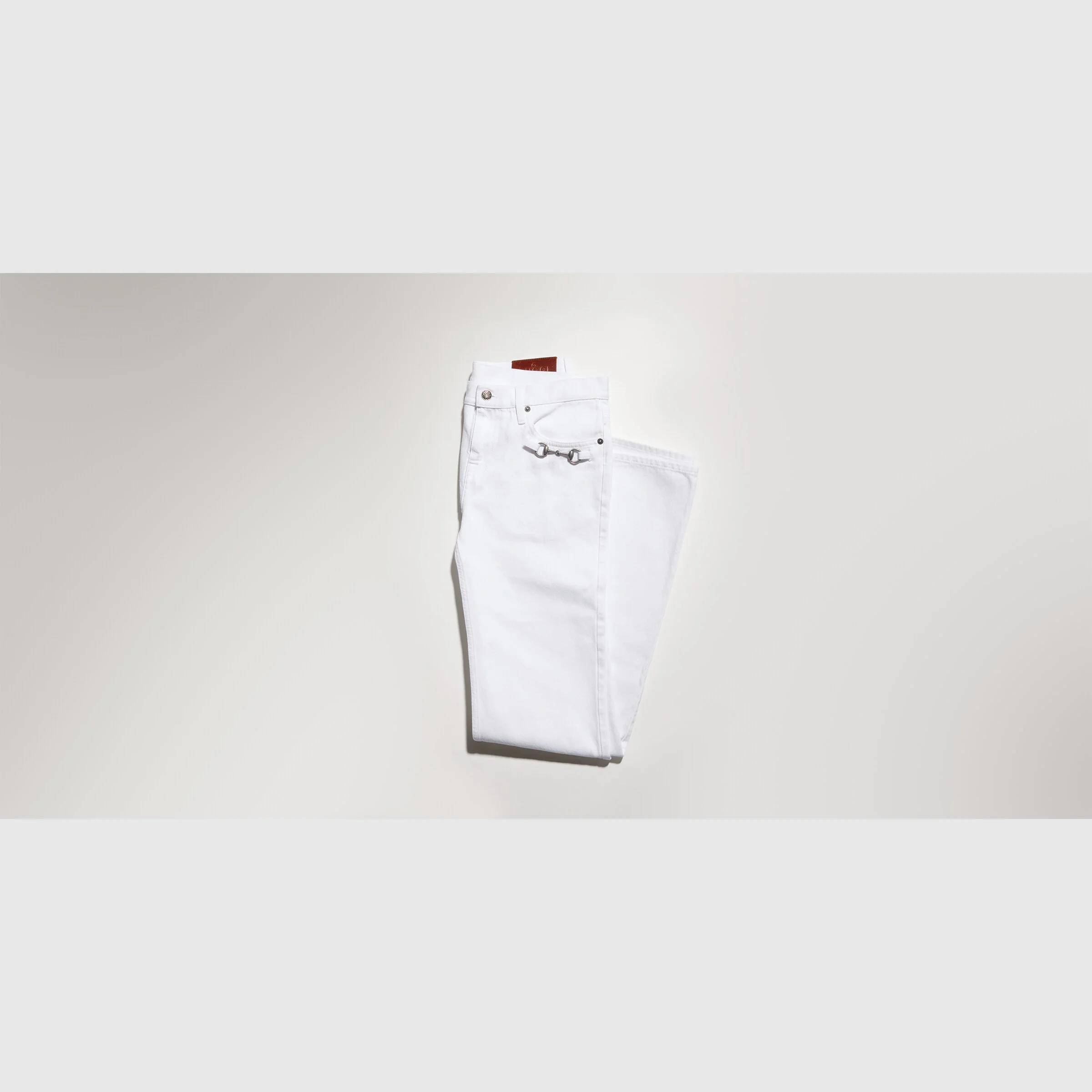 Cotton denim pants with Horsebit - 1