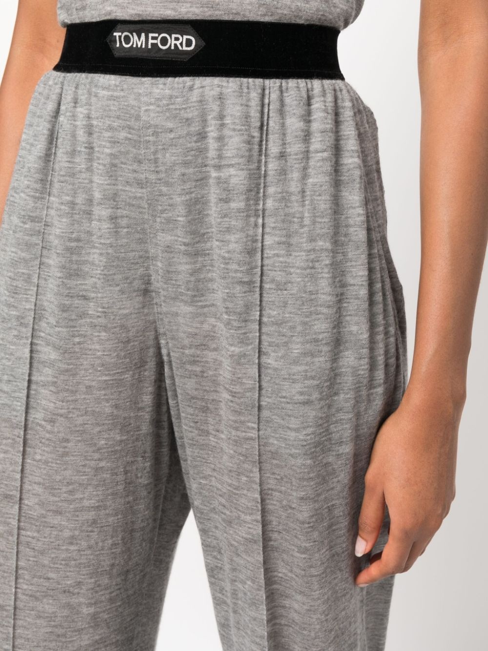 logo-waistband cashmere track pants - 5