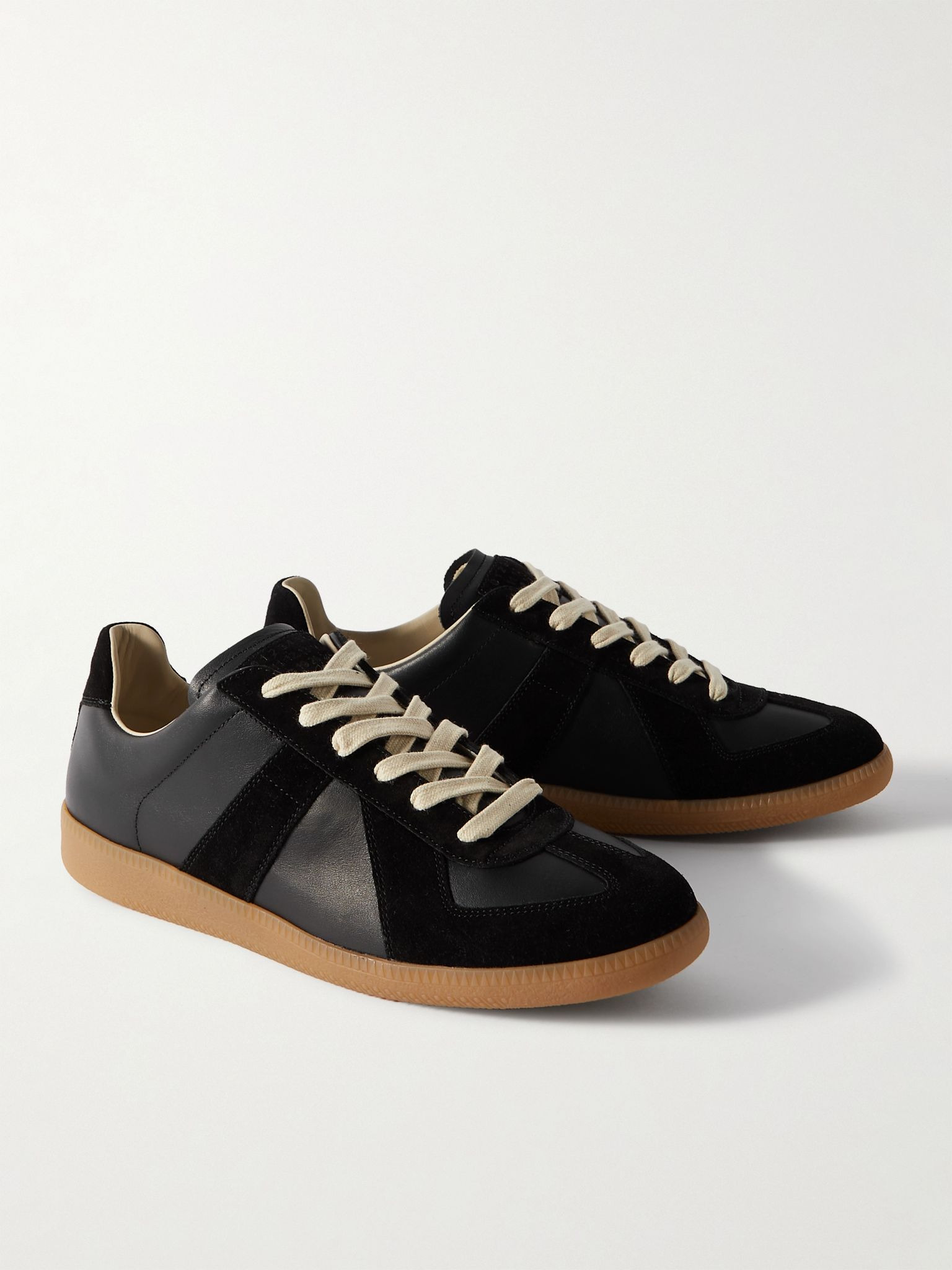 Replica Leather and Suede Sneakers Black - 3