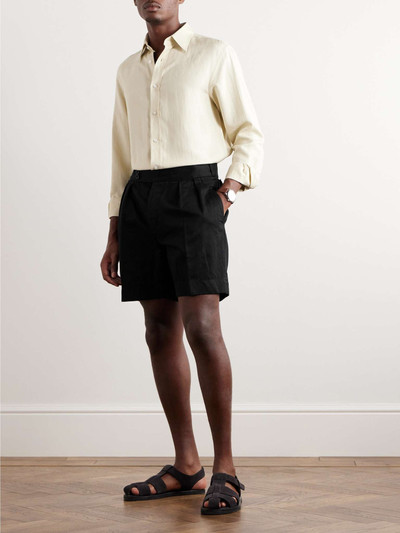 Ralph Lauren Straight-Leg Pleated Cotton and Linen-Blend Twill Shorts outlook