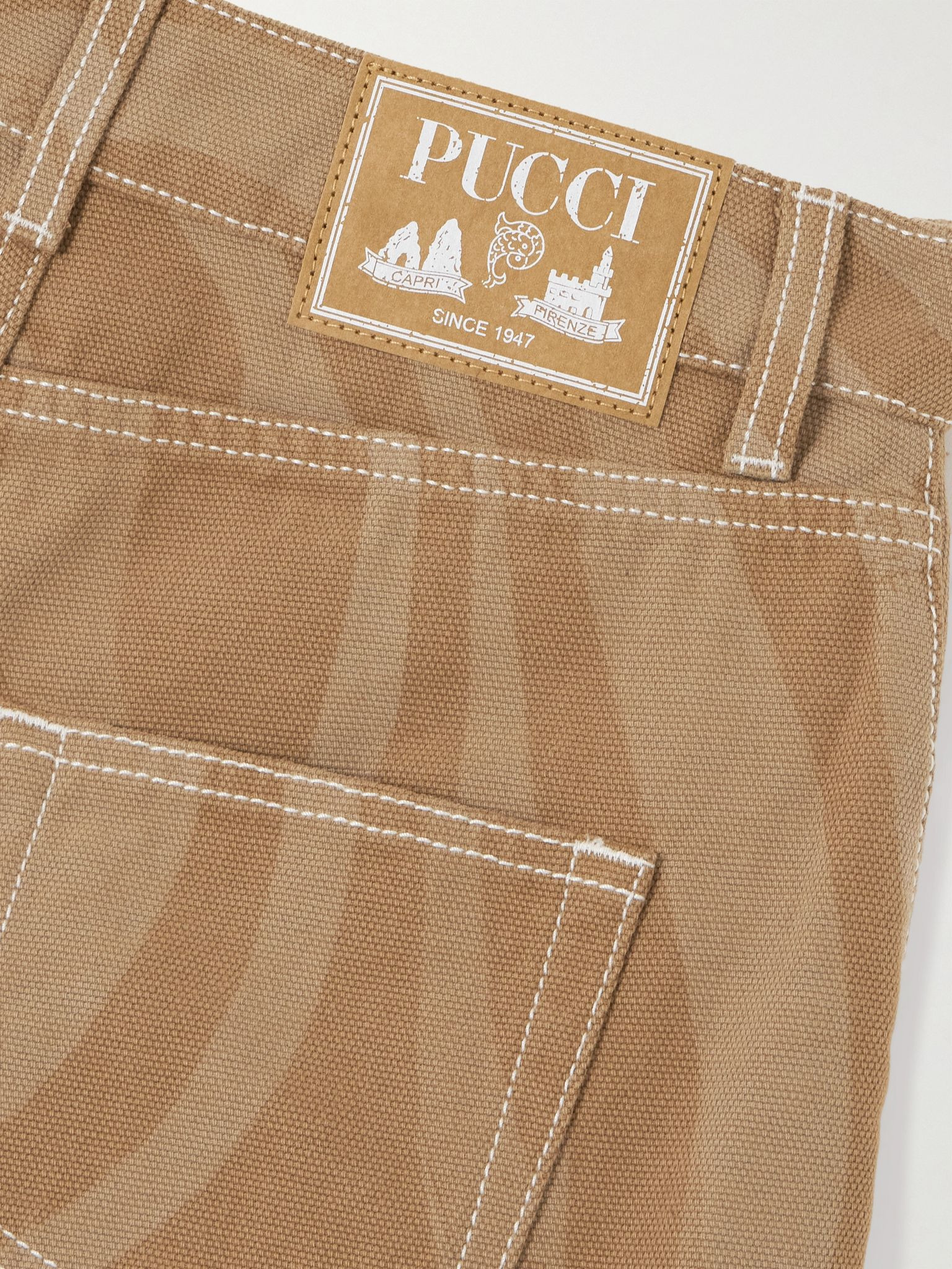 Printed cotton-canvas shorts Beige - 4