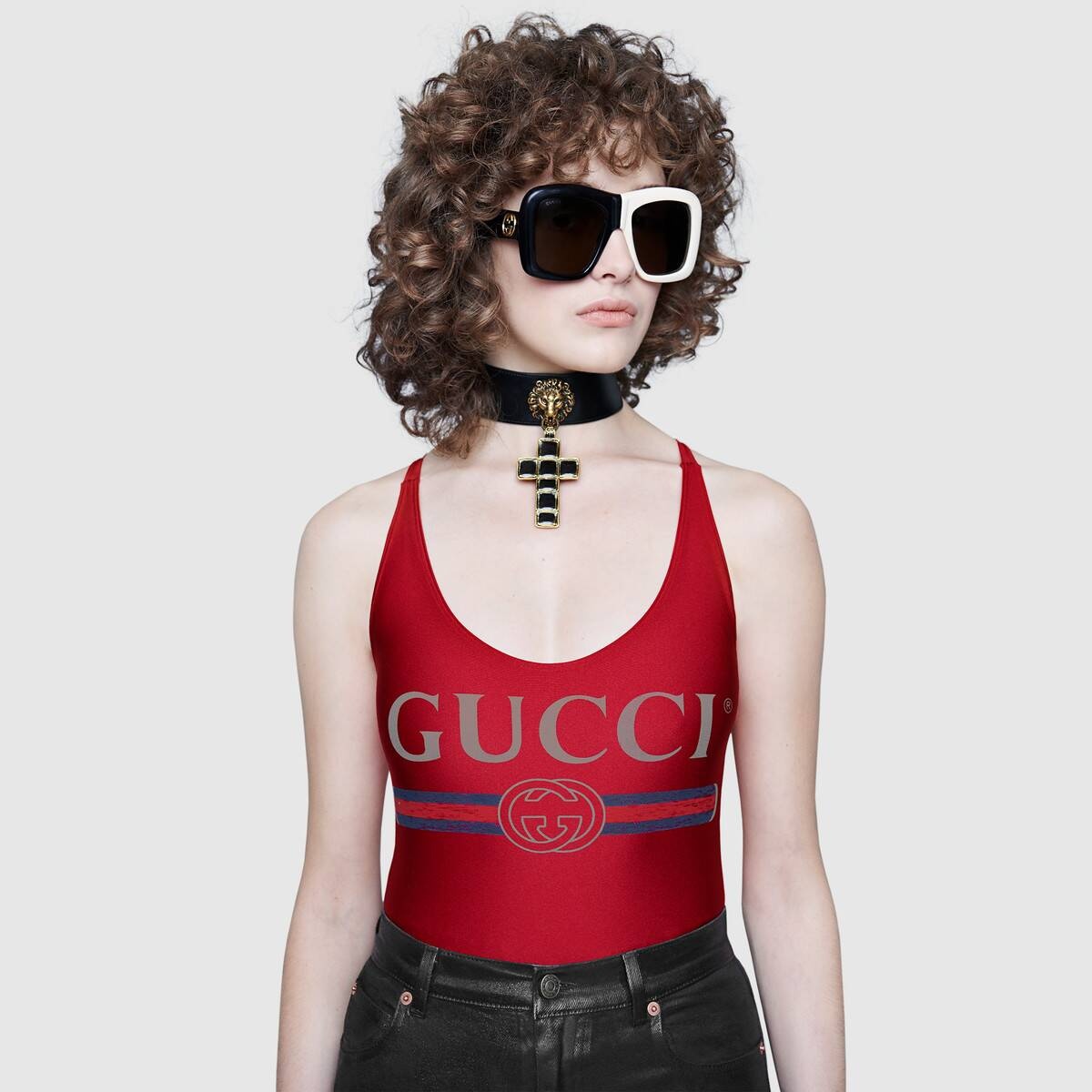 Sparkling swimsuit with Gucci logo - 5