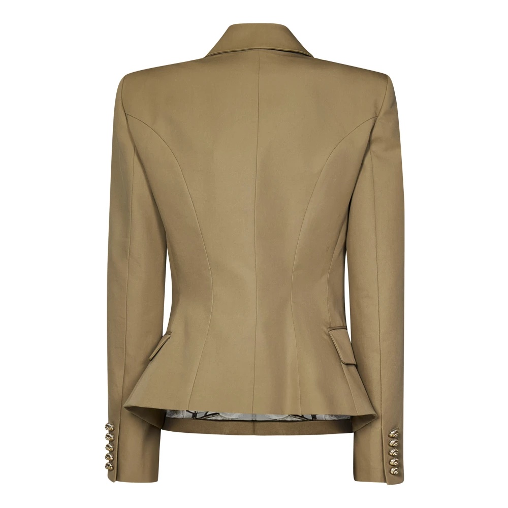 Balmain BEIGE COTTON JACKET ELEGANT GOLDEN BUTTONS | miinto