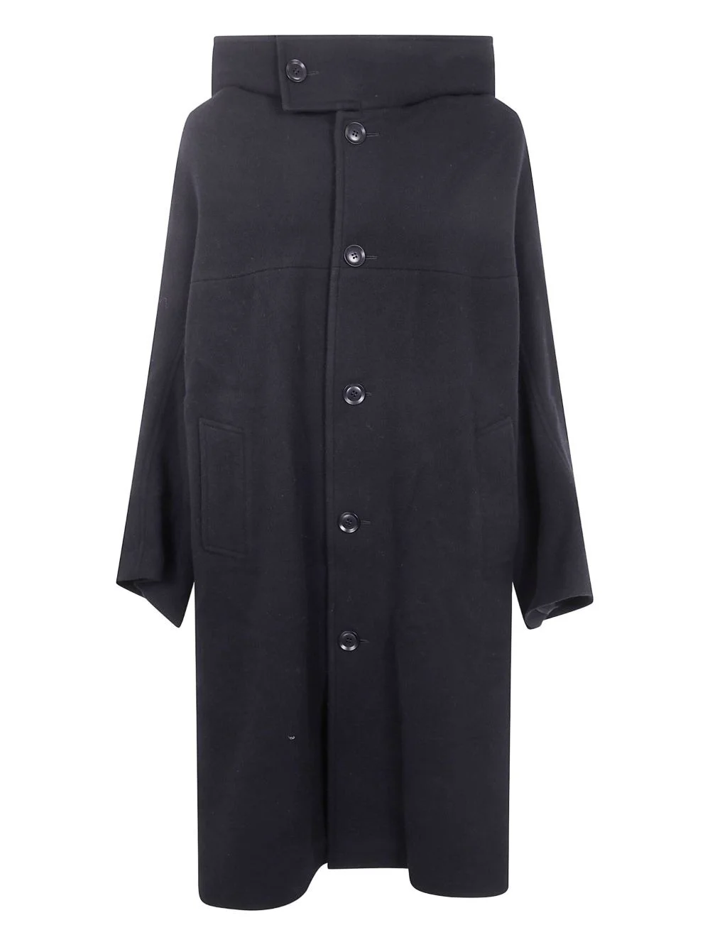 hooded button-down wool coat - 1