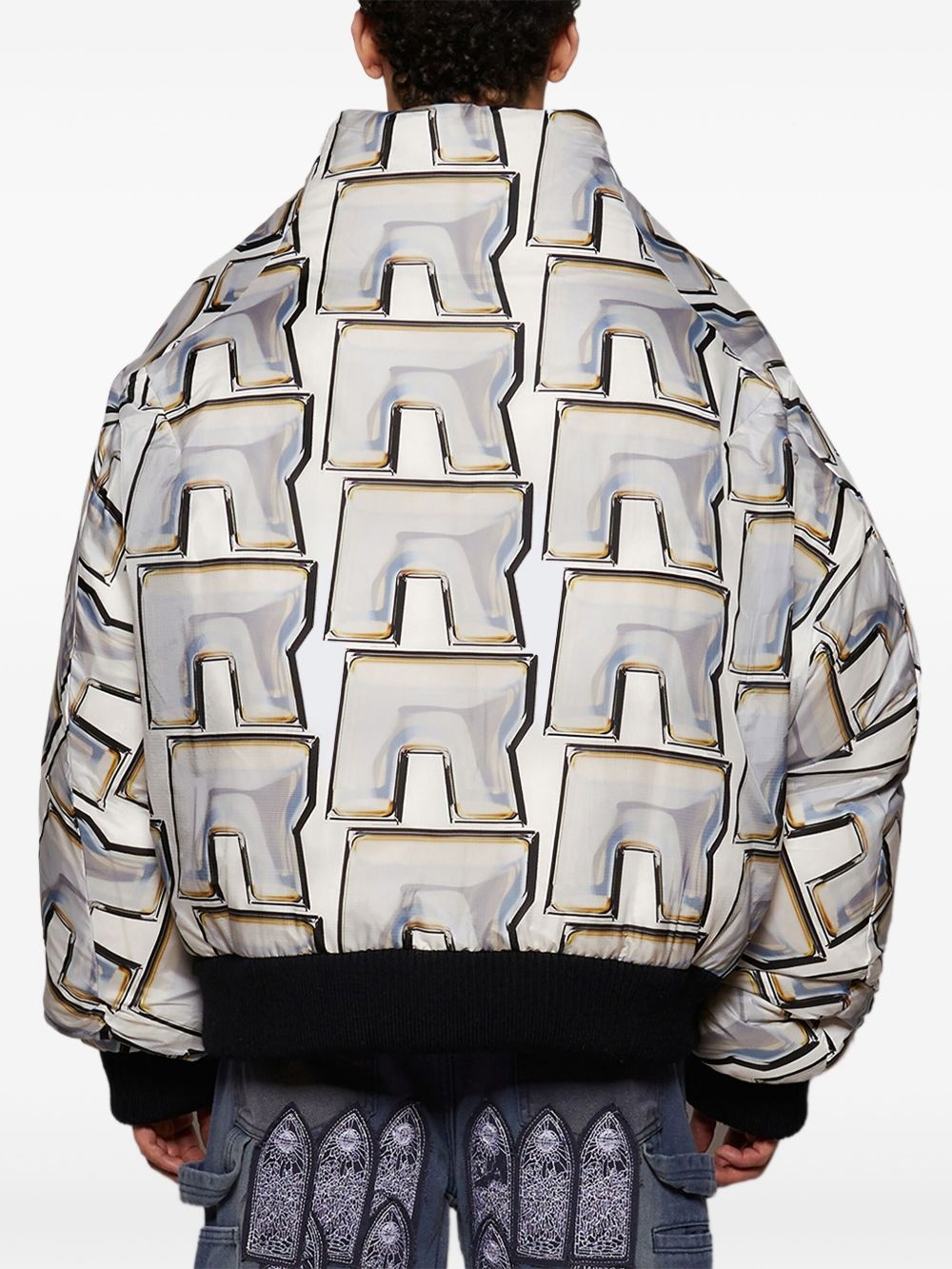 abstract-pattern print jacket - 4