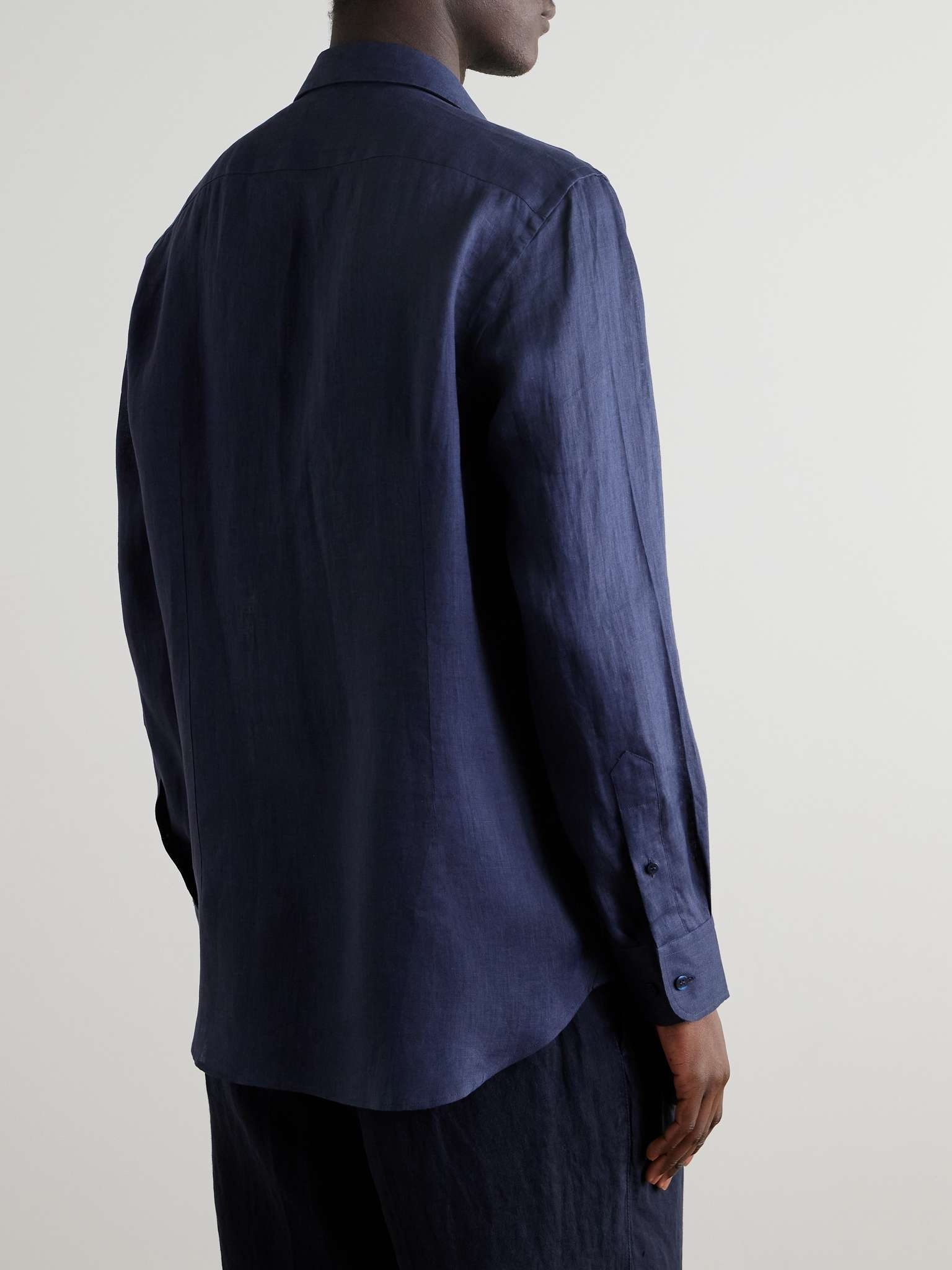 Slim-Fit Logo-Embroidered Linen Shirt - 4