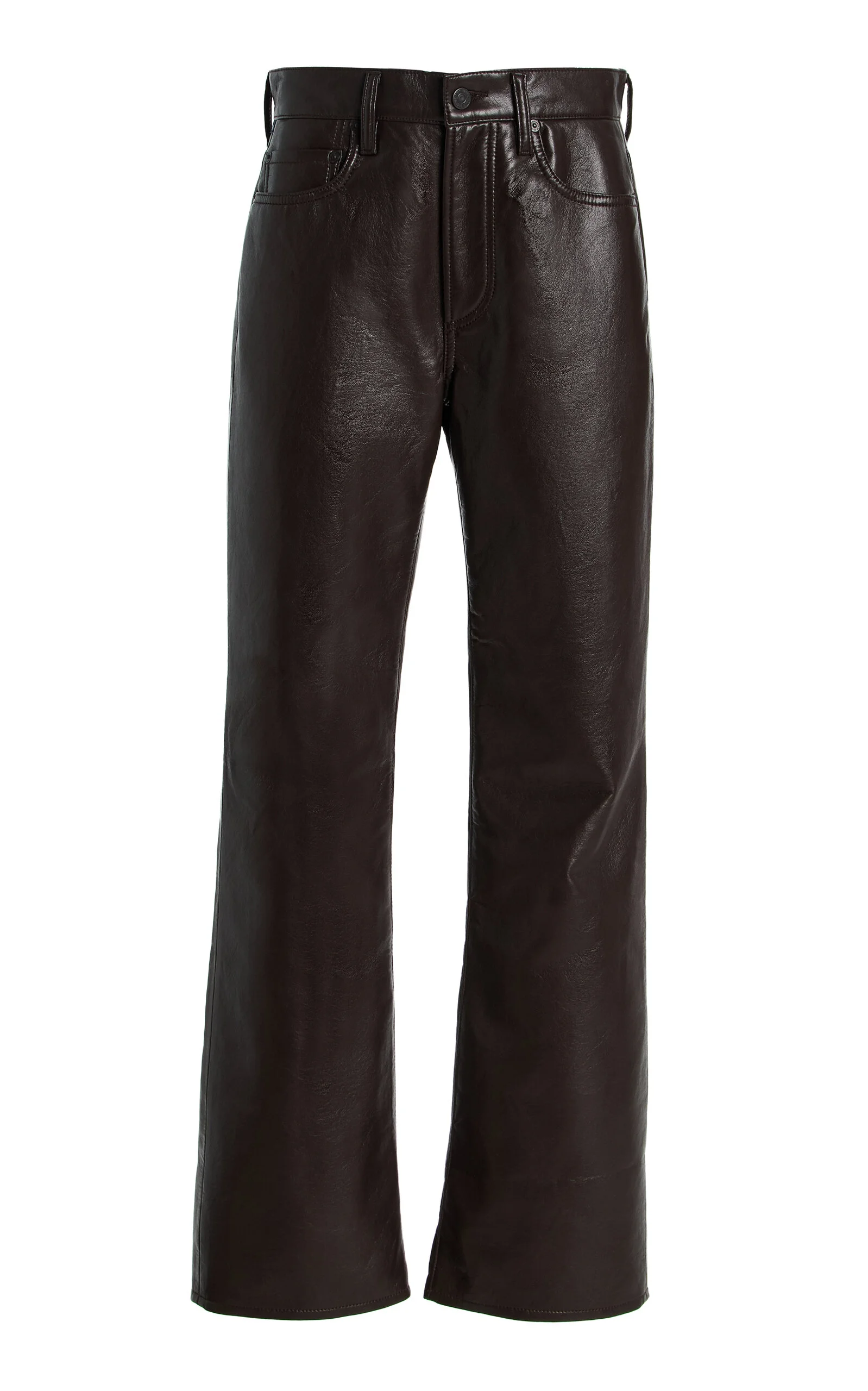 Genova Low-Rise Bootcut Leather Pants brown - 1