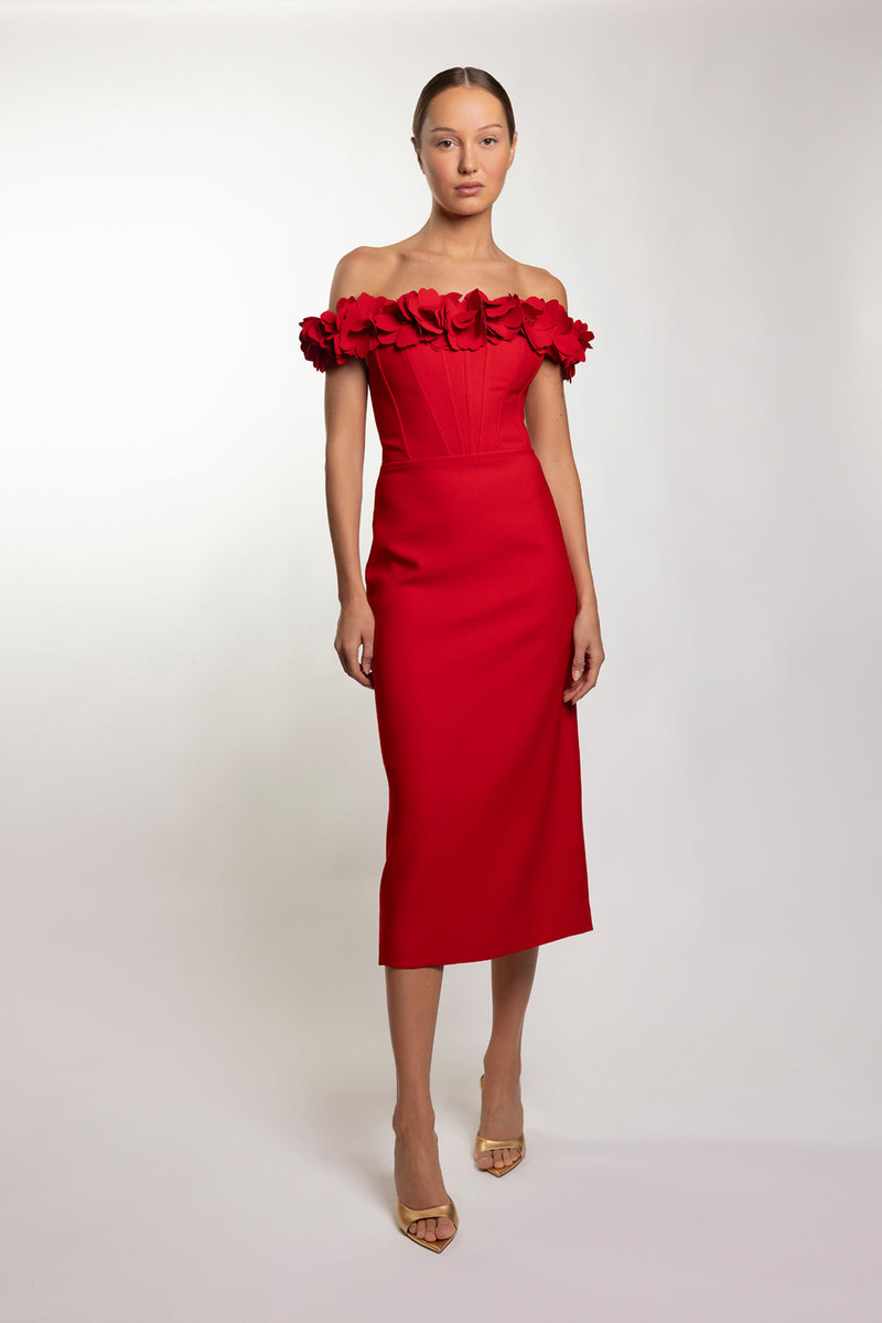 LIGHT SPOT CREPE MIDI DRESS 1