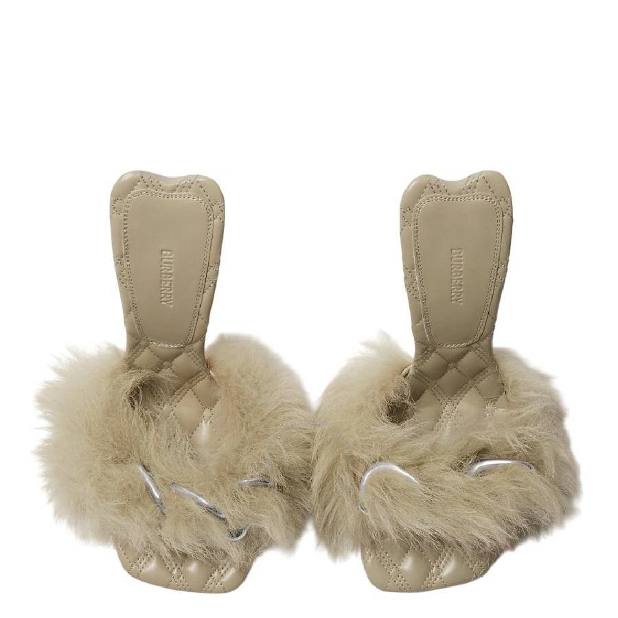 Burberry 105mm Shearling B Minnie Sandals - 3