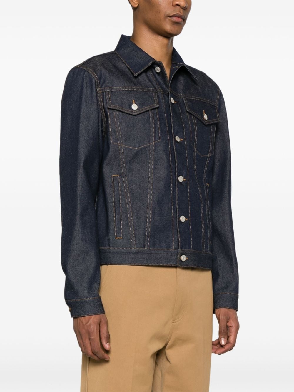 vertical-seamed denim jacket - 3