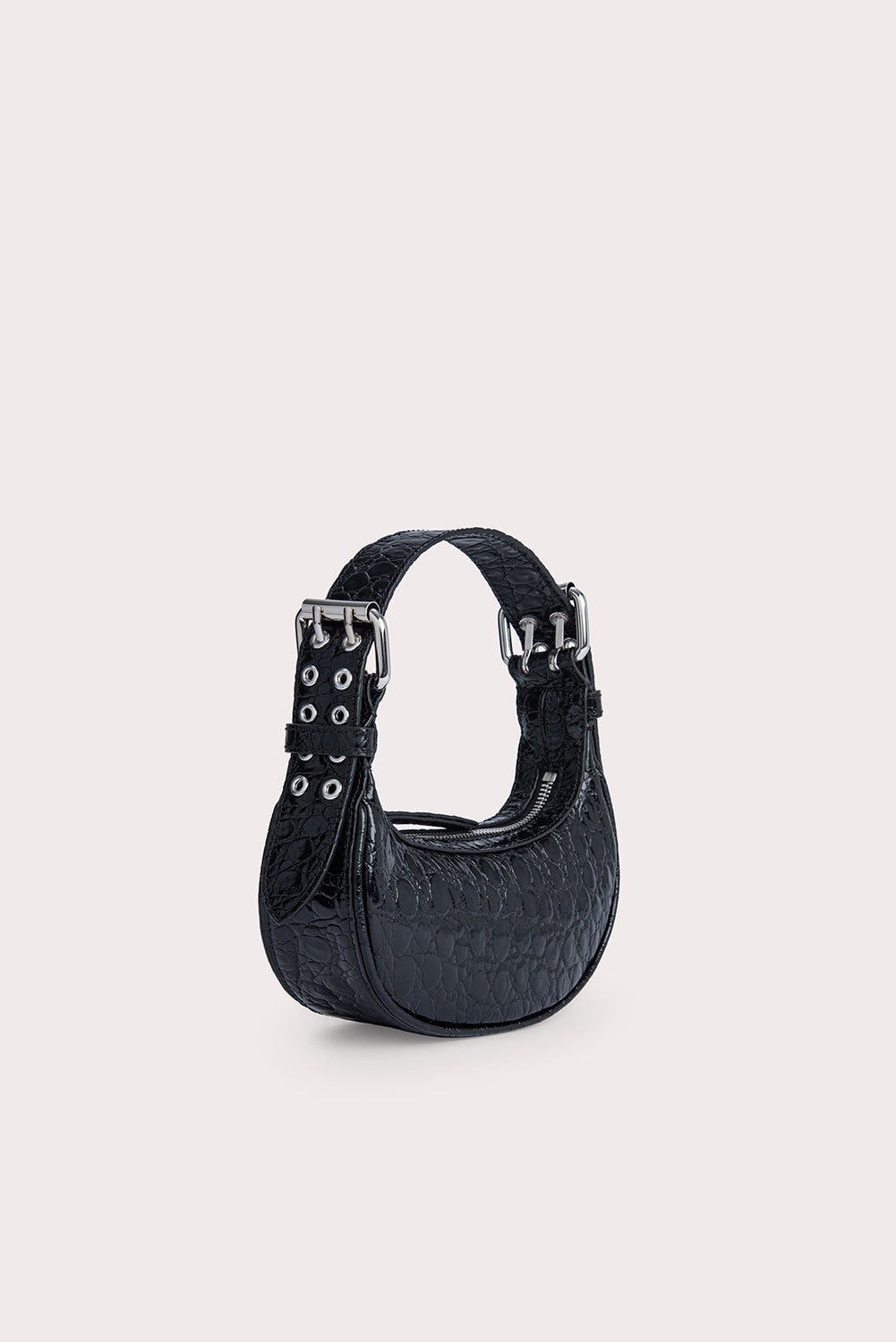 Mini Soho Black Circular Croco Embossed Leather 2