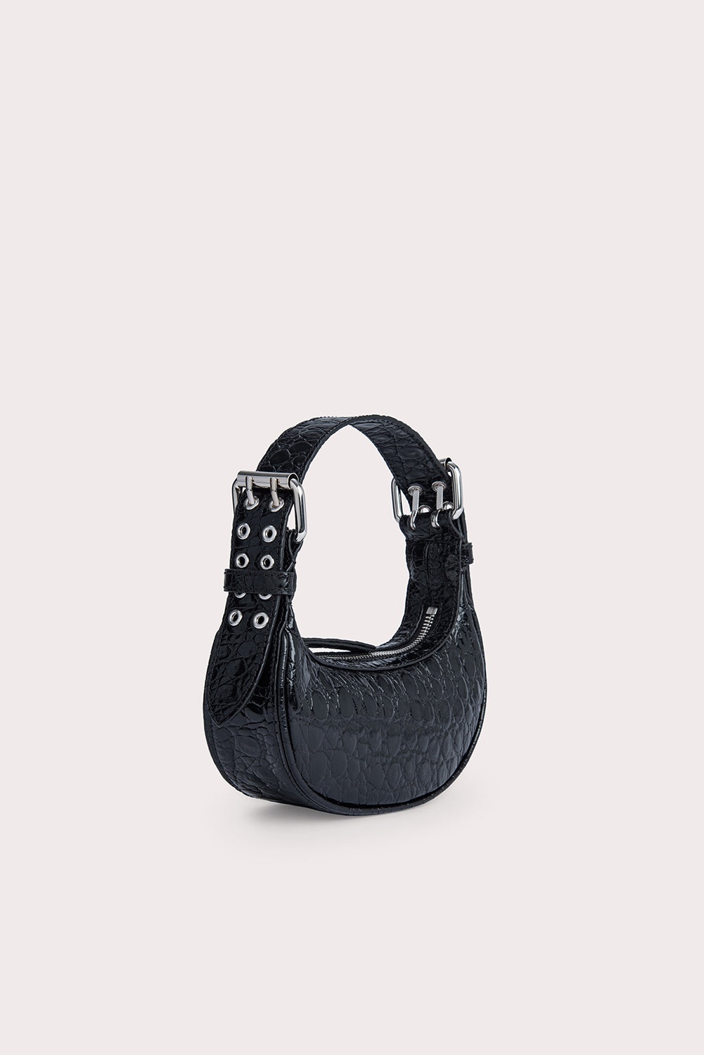 Mini Soho Black Circular Croco Embossed Leather - 2