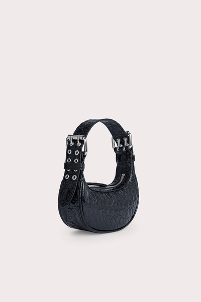 BY FAR Mini Soho Black Circular Croco Embossed Leather outlook
