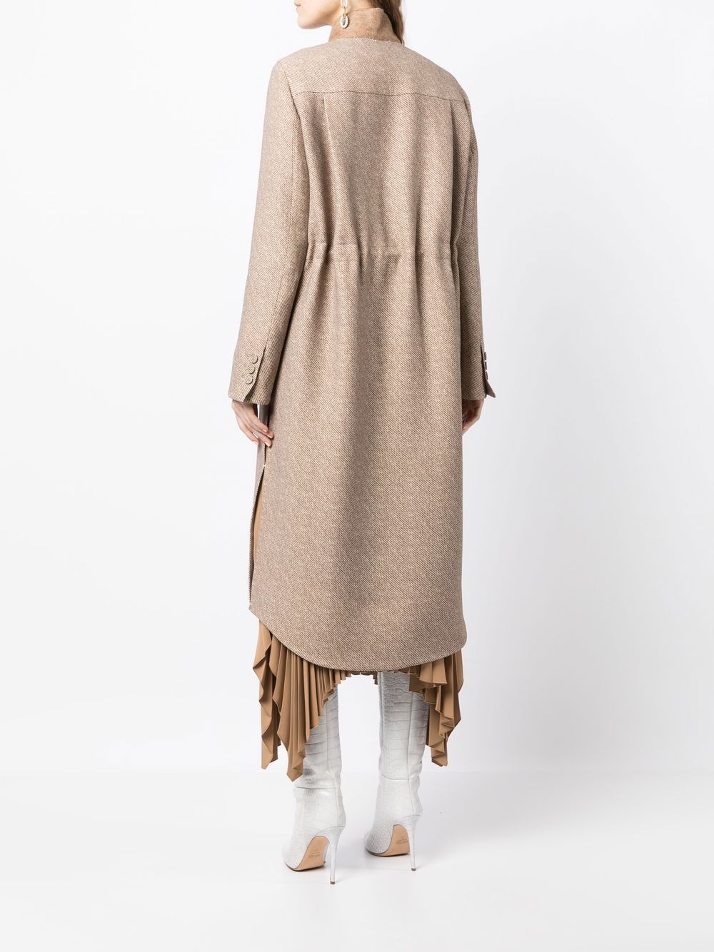 stand-collar wool-silk coat - 4
