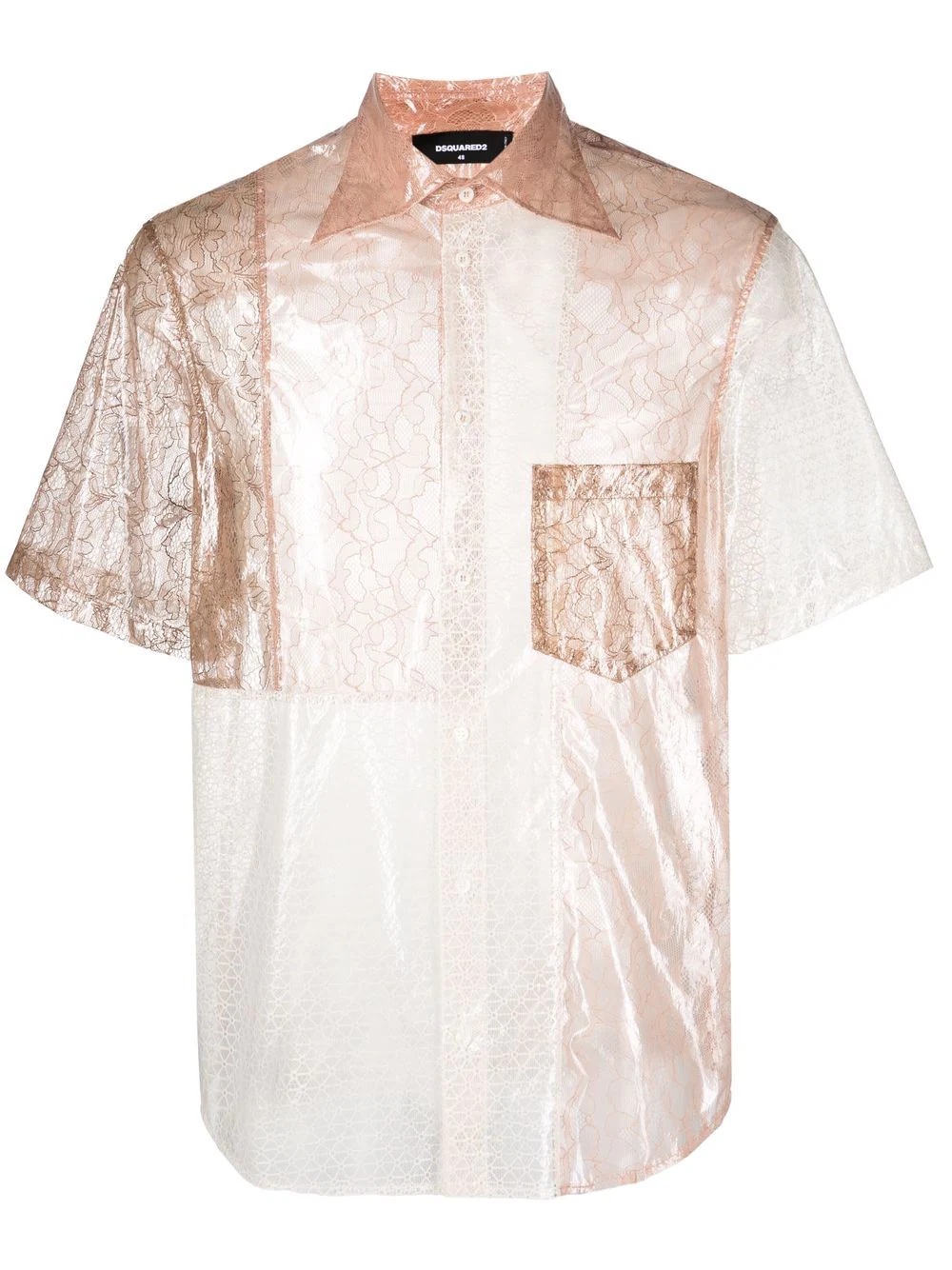 lace short-sleeve shirt - 1