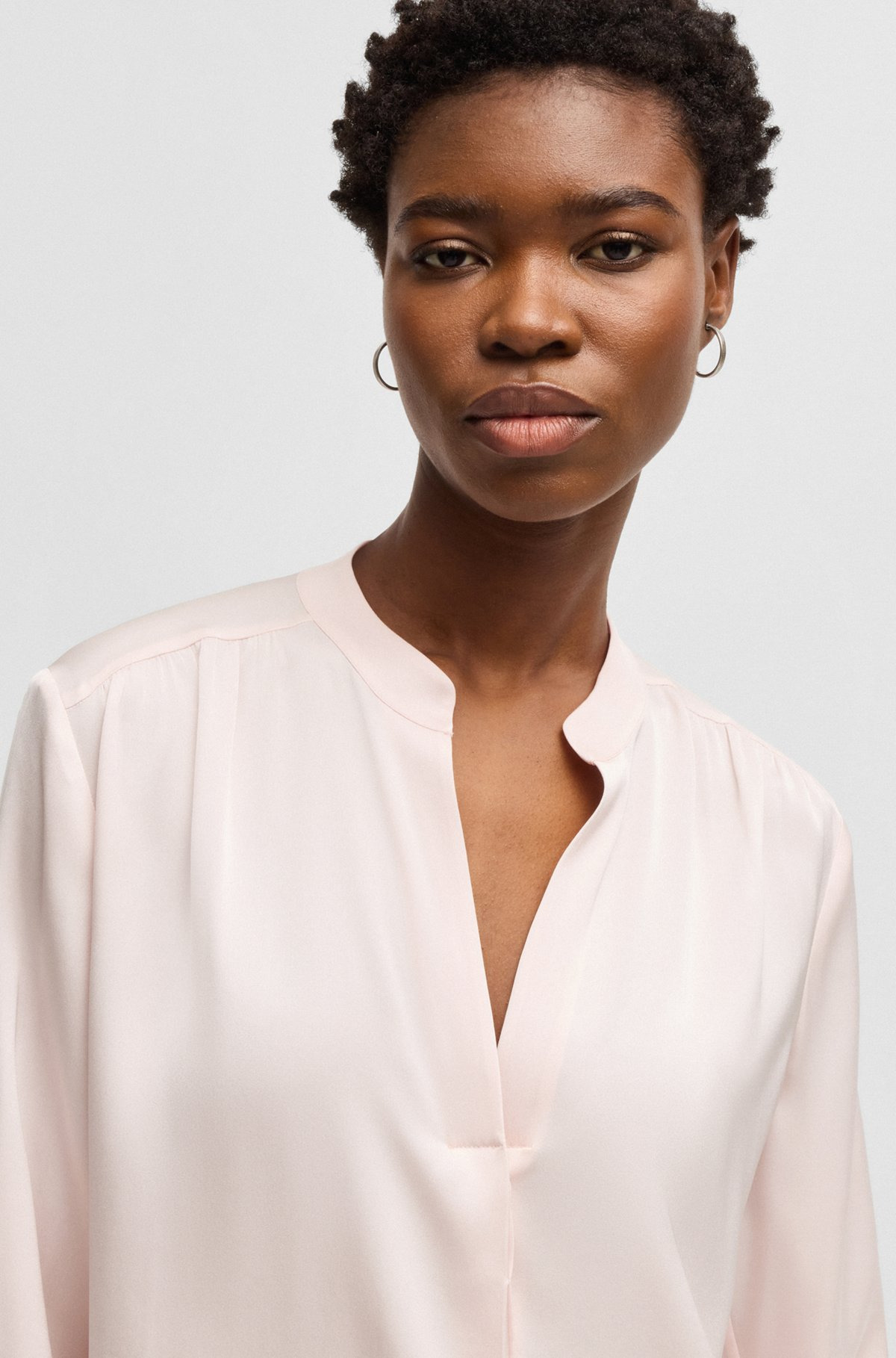 REGULAR-FIT BLOUSE IN STRETCH SILK - 4