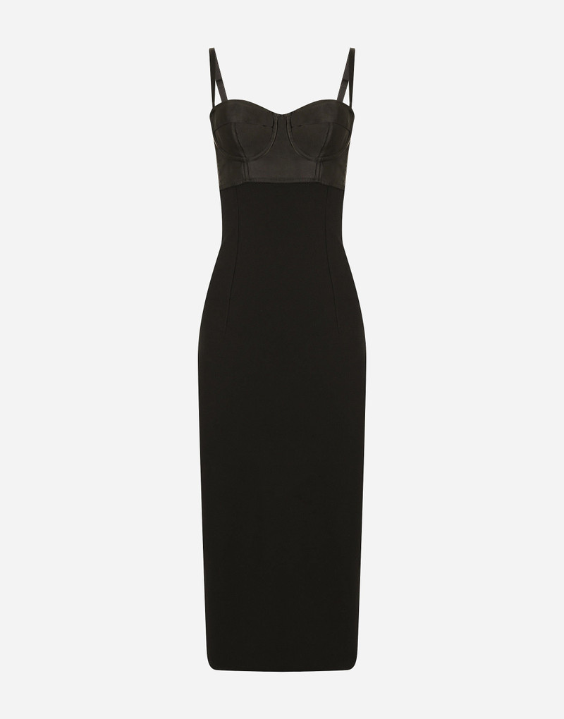 Jersey and satin calf-length dress 1