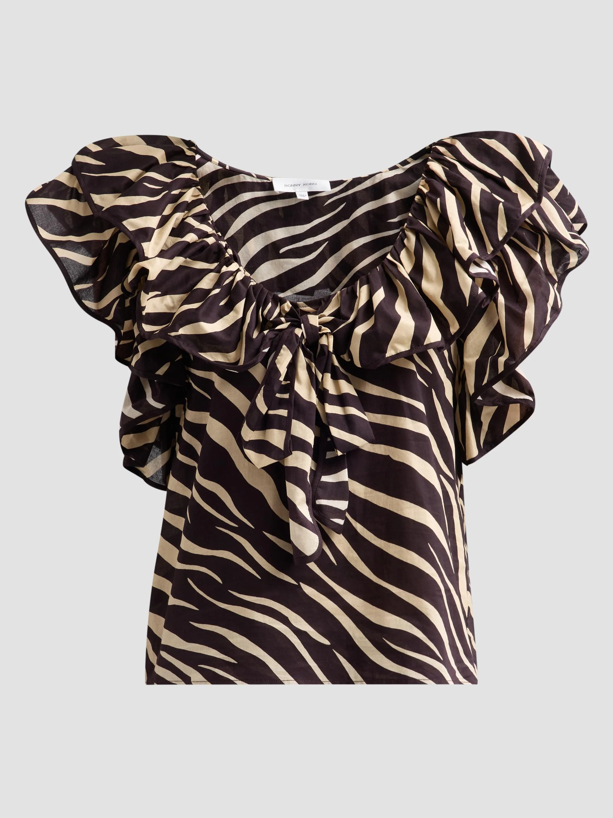 Women's Aubrey Zebra-Print Cotton Ruffle Top - Zebra - 1