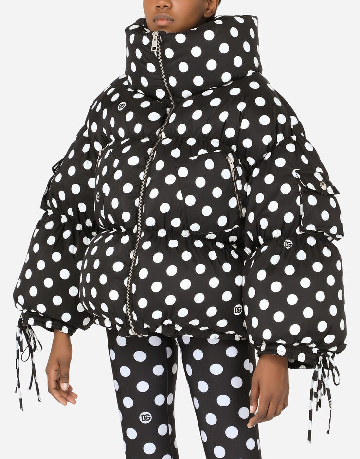 Nylon down jacket with polka-dot print - 4