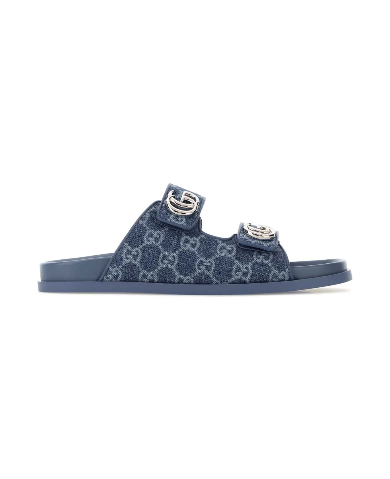 Printed Denim Slippers - 1