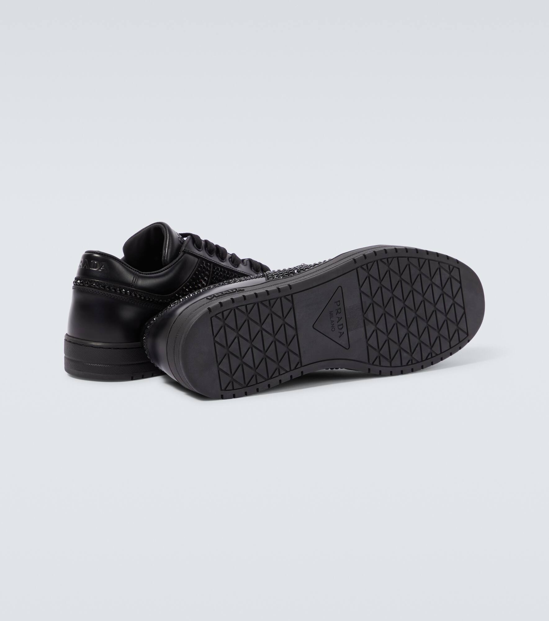 Downtown crystal-embellished leather sneakers - 7