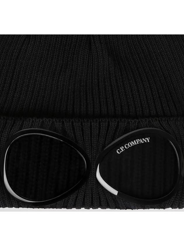 C.P. Company Goggle Detail Ribbed Beanie Black | balaan