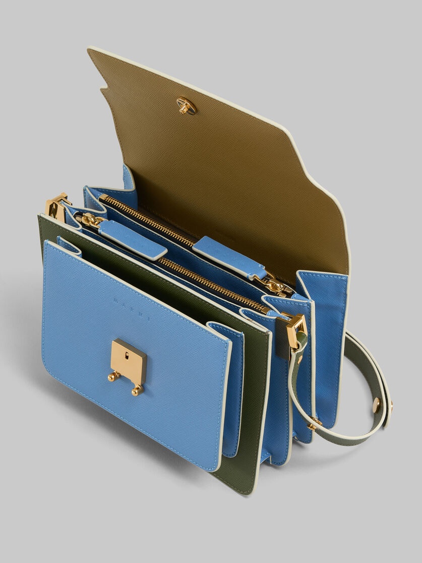 BLUE AND GREEN SAFFIANO LEATHER MEDIUM TRUNK BAG - 3