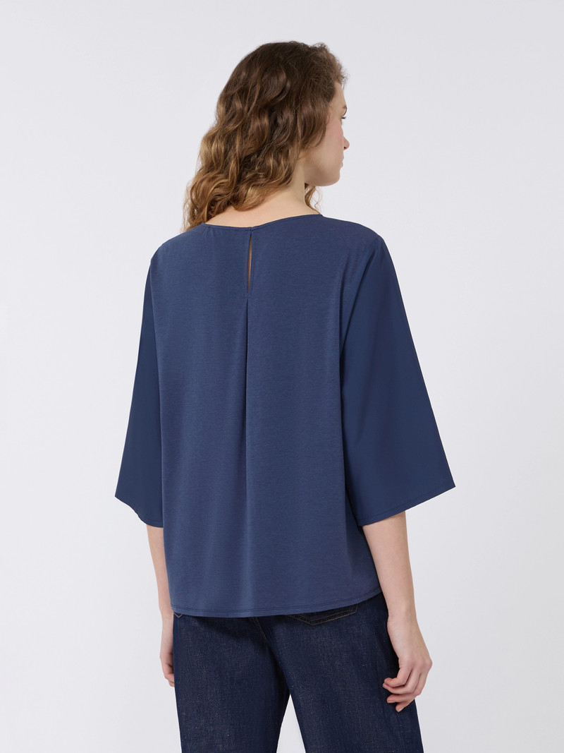 FASTOSO Habotai silk and jersey blouse - NAVY 4