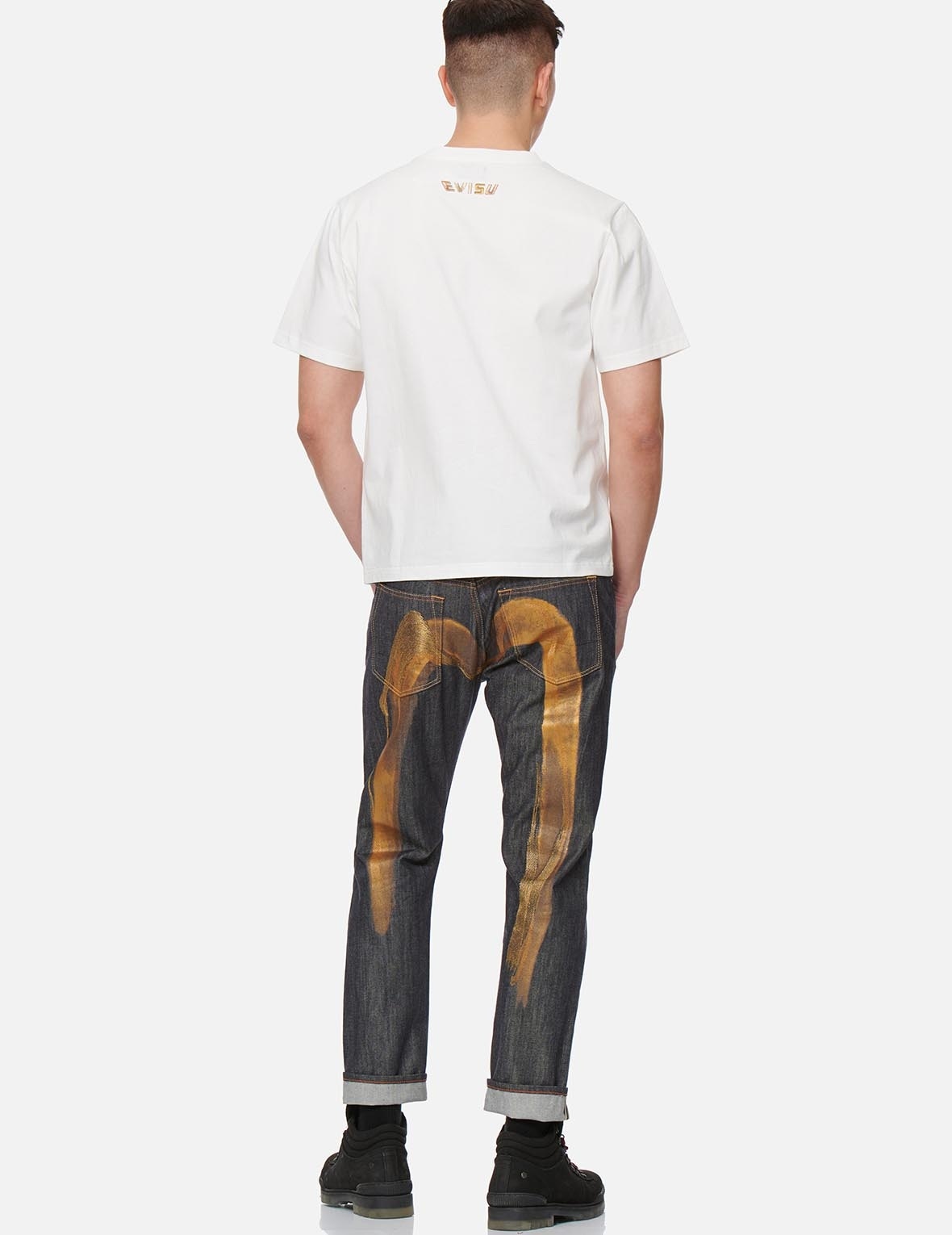 CALLIGRAPHY DAICOCK PRINT AND EMBROIDERY CARROT FIT CROPPED JEANS #2017 - 3